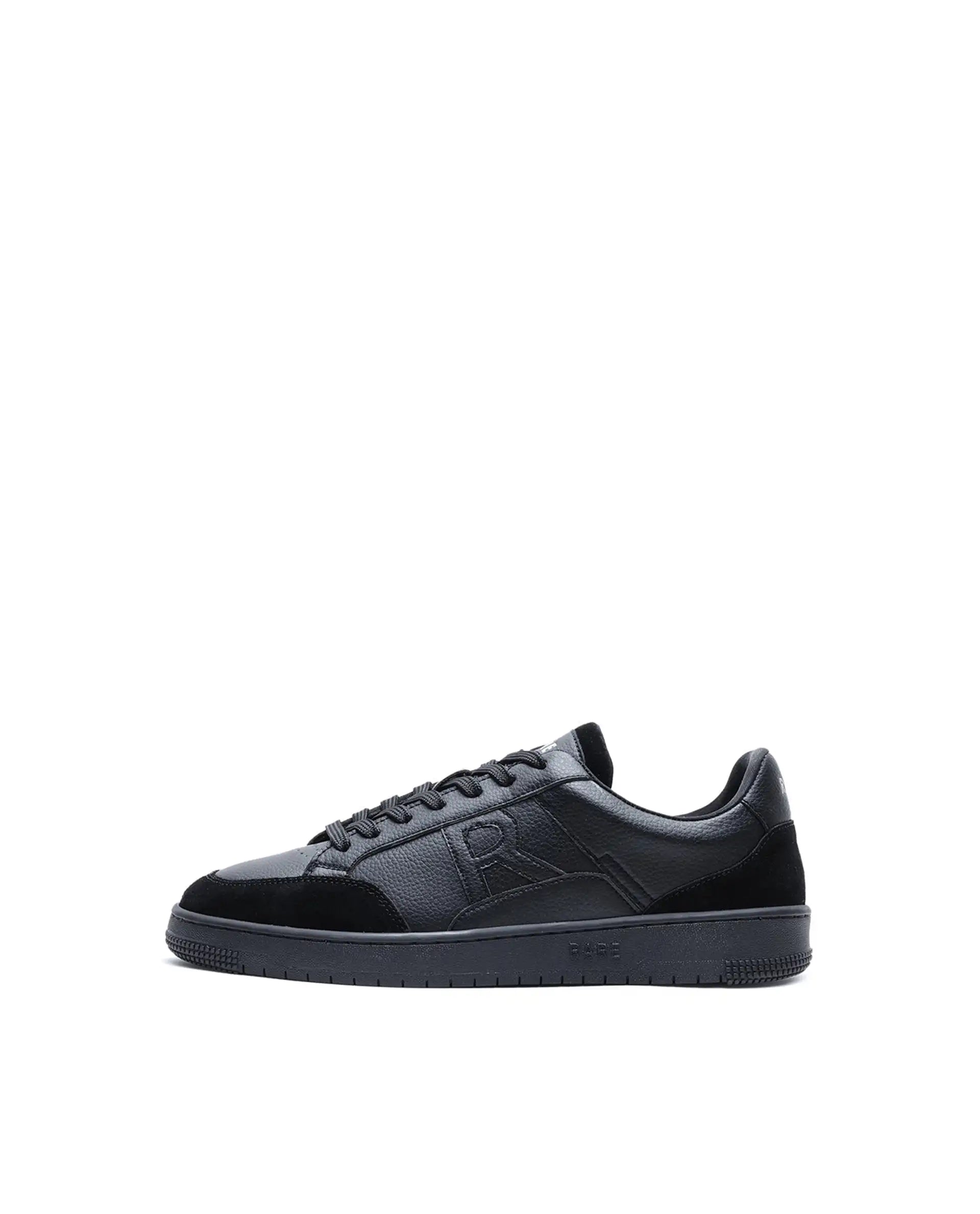 Rare Rabbit Men's Lino Black Micro Leather Sneaker