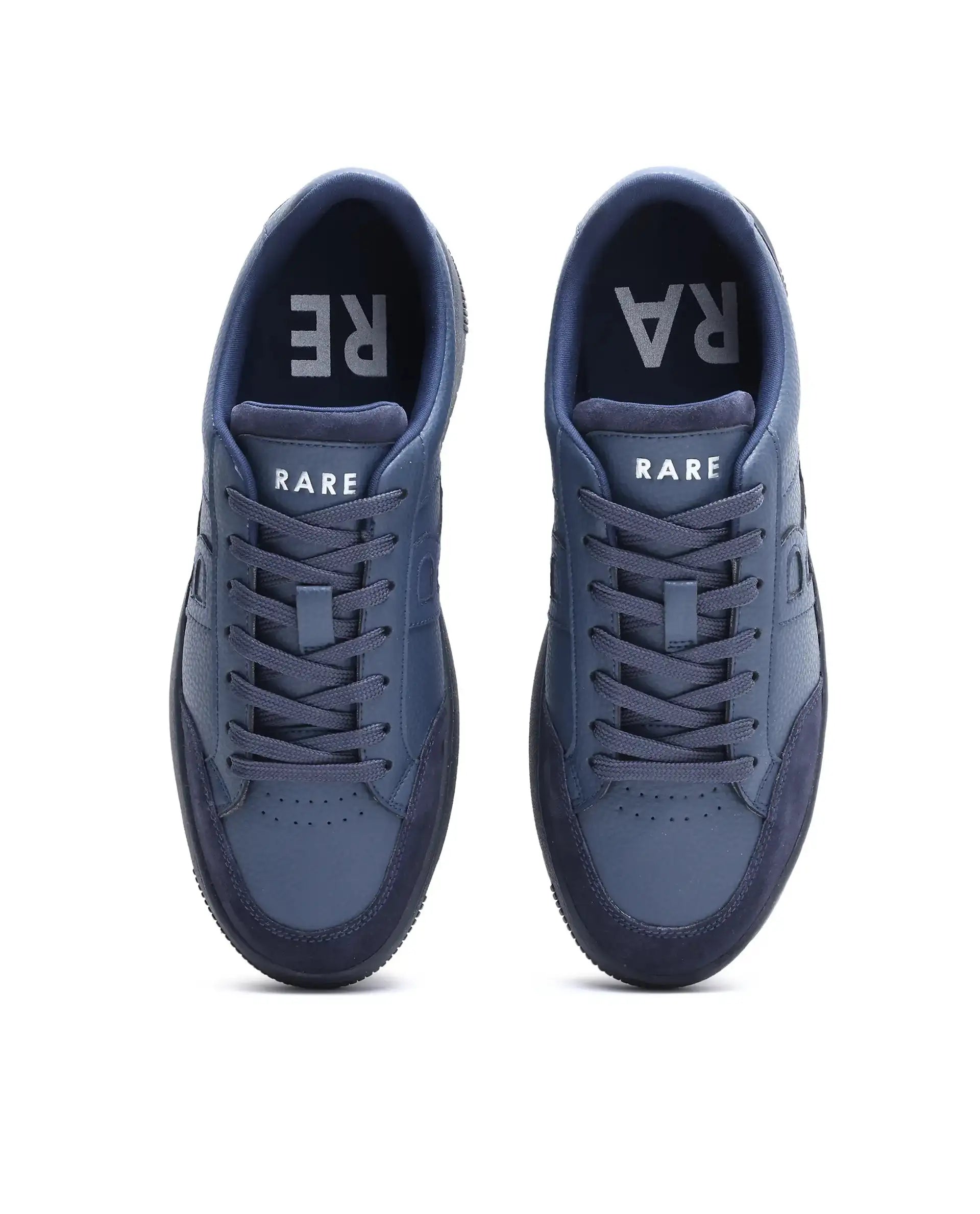 Rare Rabbit Men's Lino Navy Micro Leather Sneaker