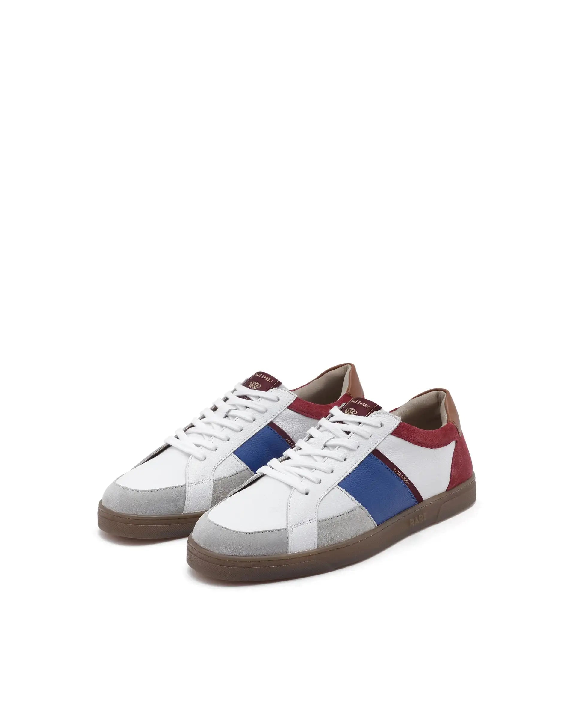 Rare Rabbit Men Luna White Genuine Milled Leather And Premium Suede Colorblocked Lace-Up Shoes