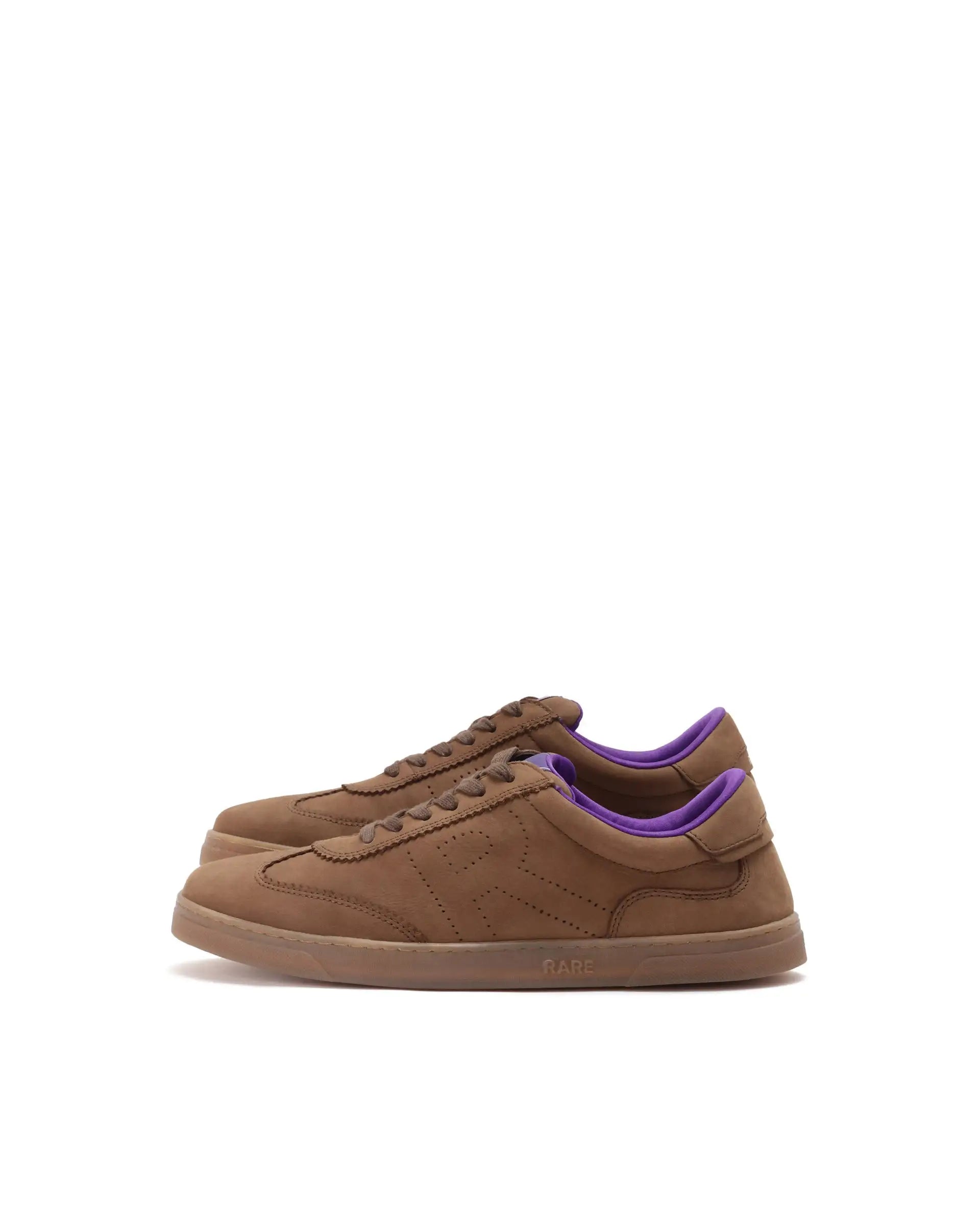 Rare Rabbit Mens Magellan Brown Premium Nubuck Lace Up Low Top Round Toe Sneaker Shoes