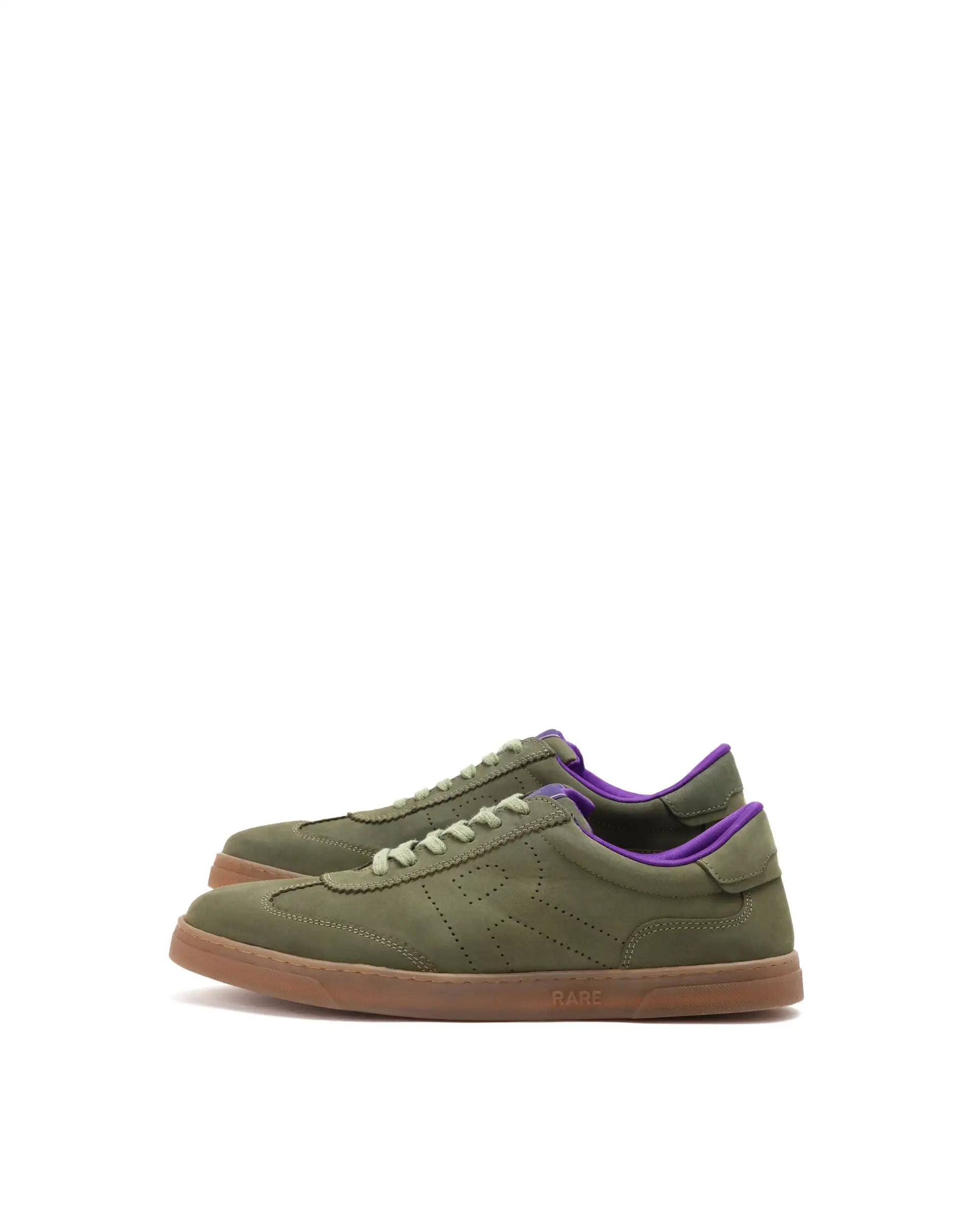 Rare Rabbit Mens Magellan Dark Green Premium Nubuck Lace Up Low Top Round Toe Sneaker Shoes