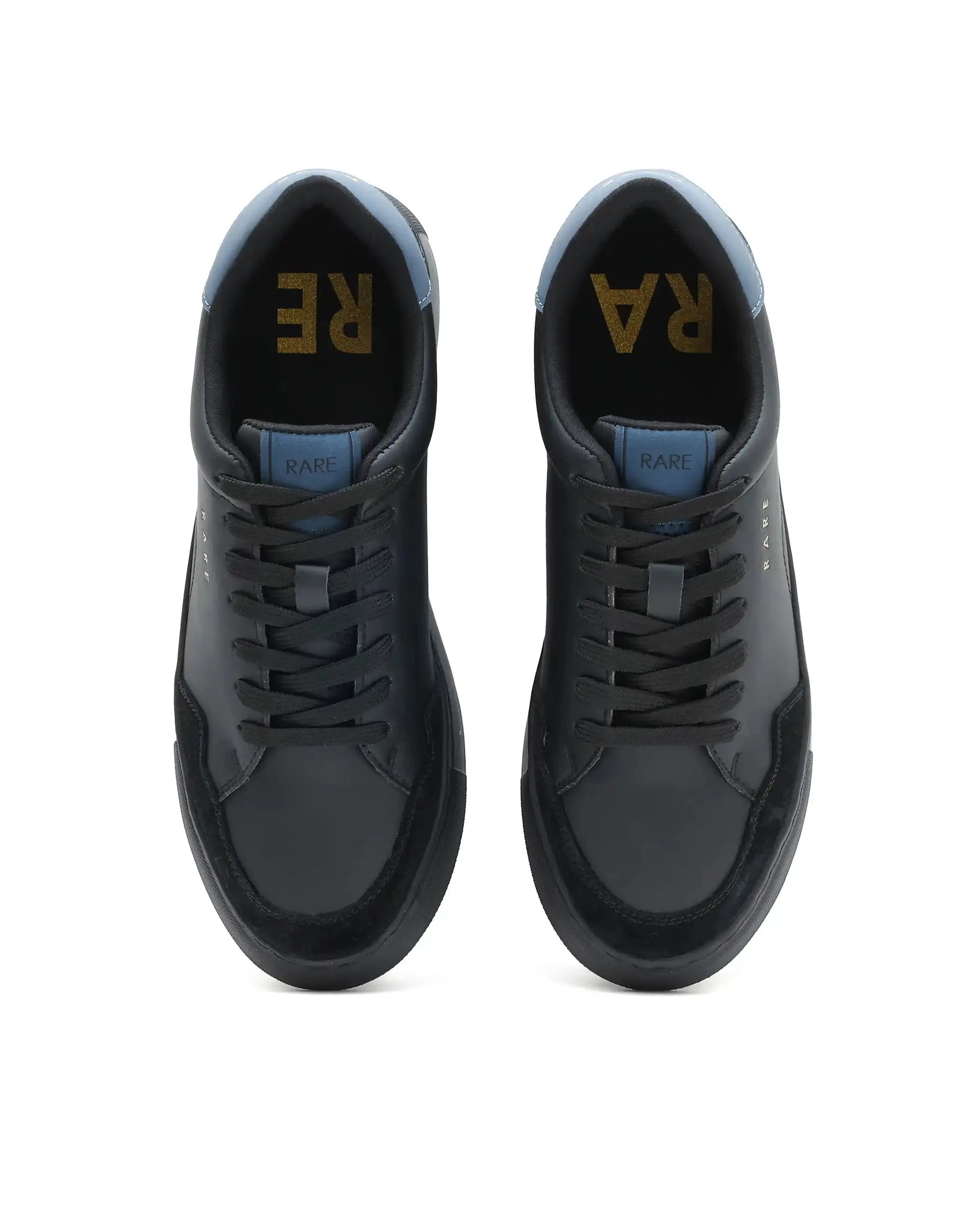 Rare Rabbit Men's Mawi Black Micro Fiber Leather Sneaker