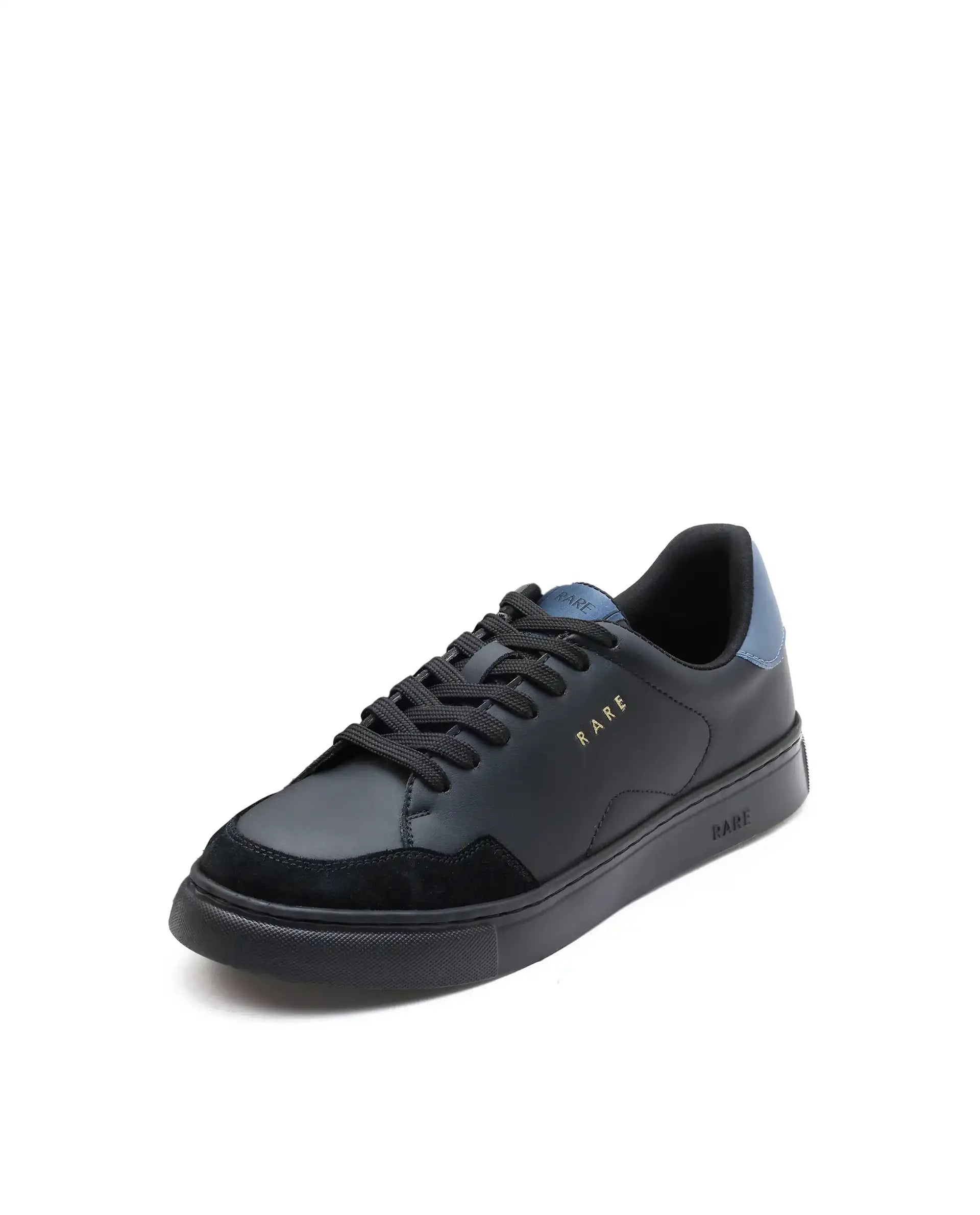 Rare Rabbit Men's Mawi Black Micro Fiber Leather Sneaker