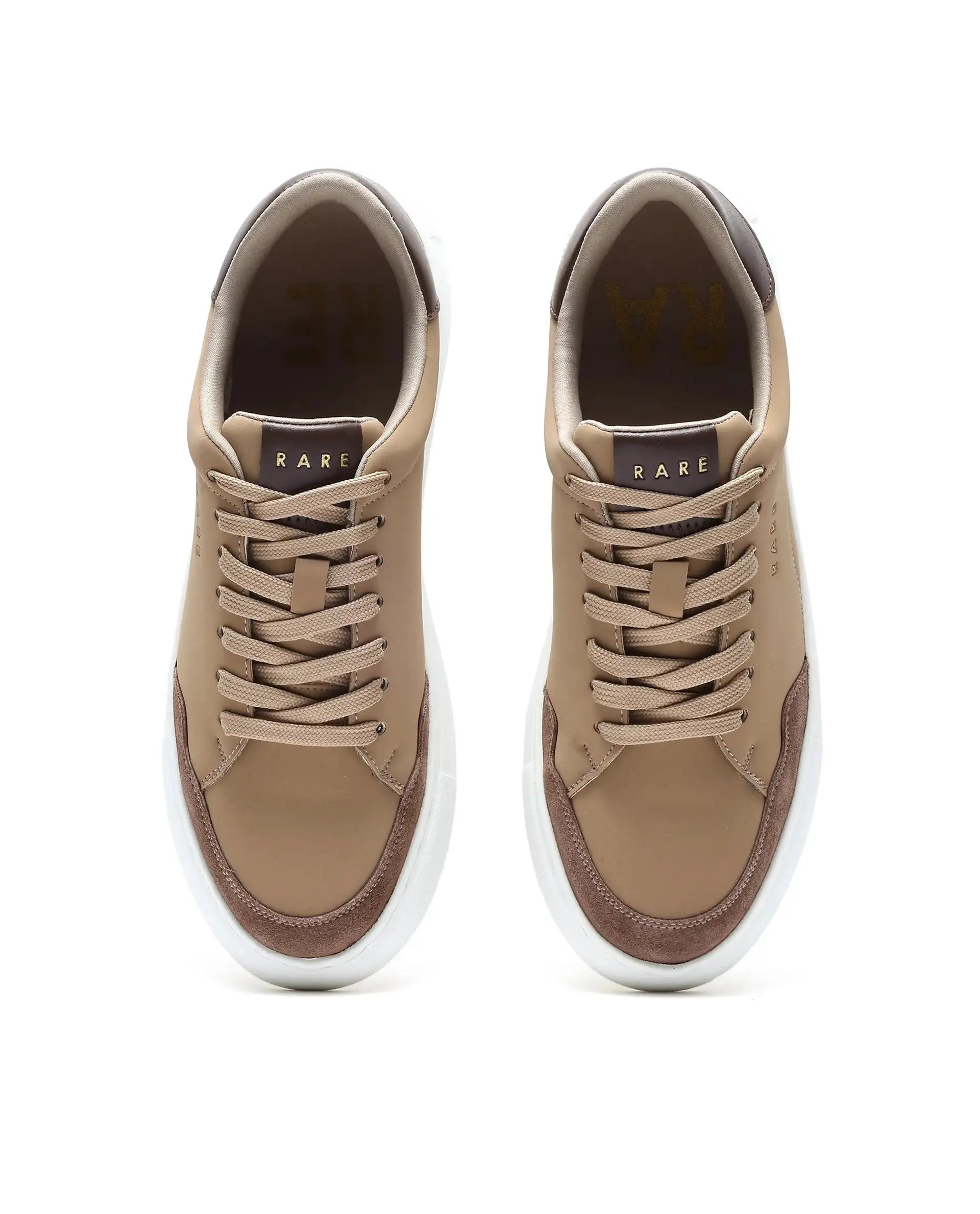 Rare Rabbit Men's Mawi Light Brown Micro Fiber Causal Sneaker