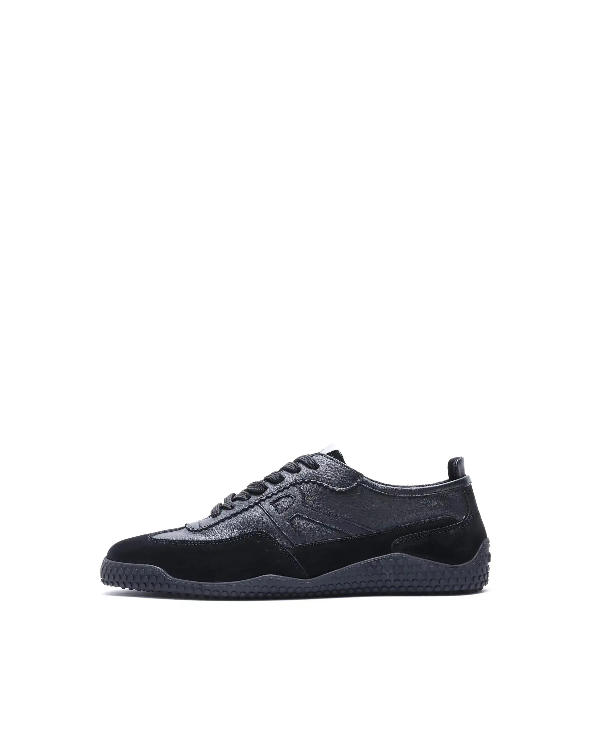 Rare Rabbit Men's Membo Black Leather Fabric Sneaker