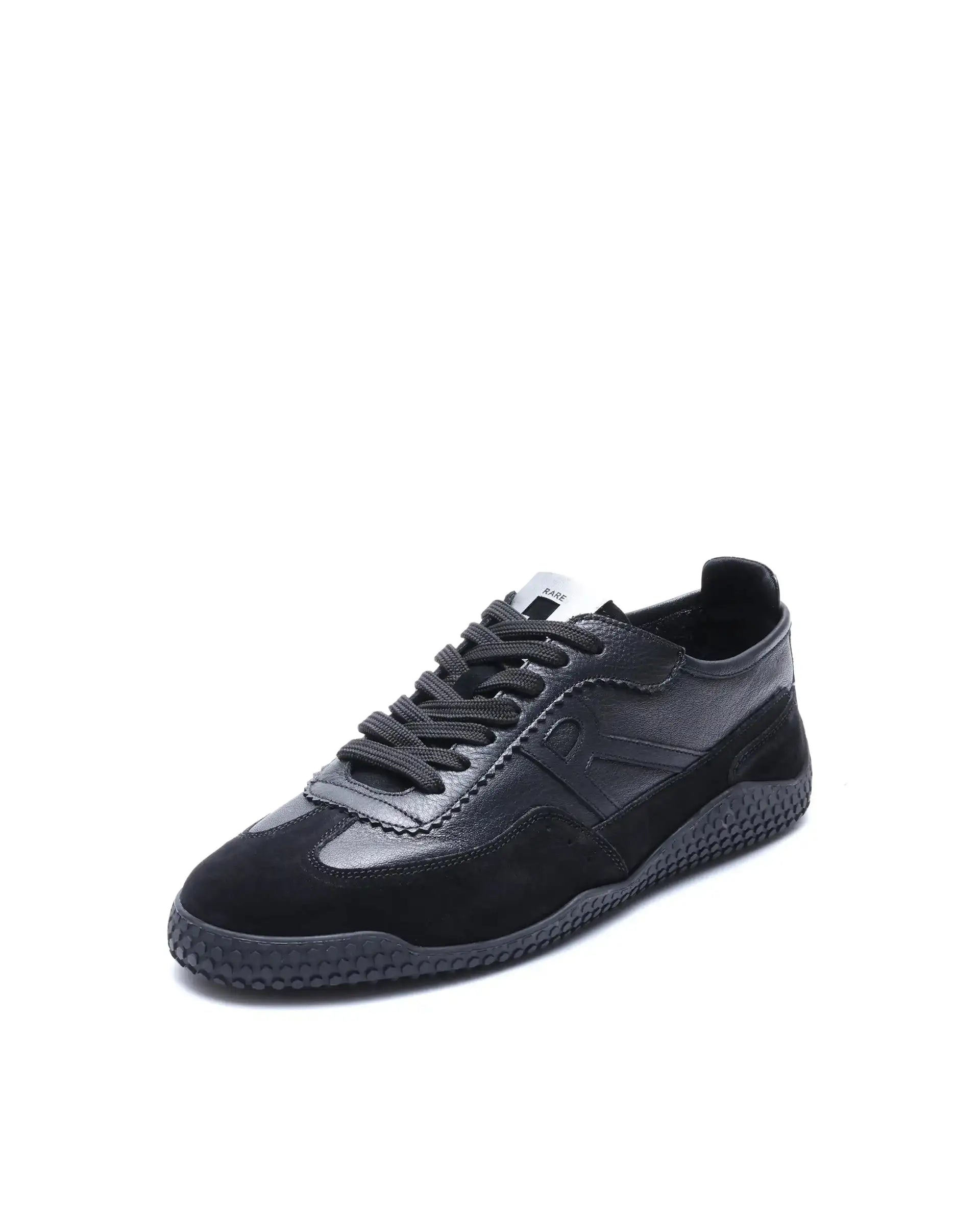 Rare Rabbit Men's Membo Black Leather Fabric Sneaker