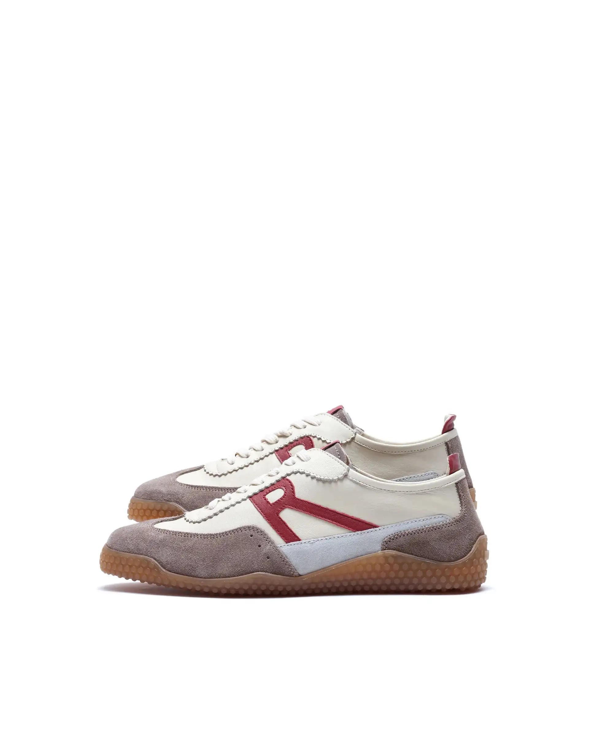 Rare Rabbit Men's Membo Dark Beige Leather Fabric Sneaker