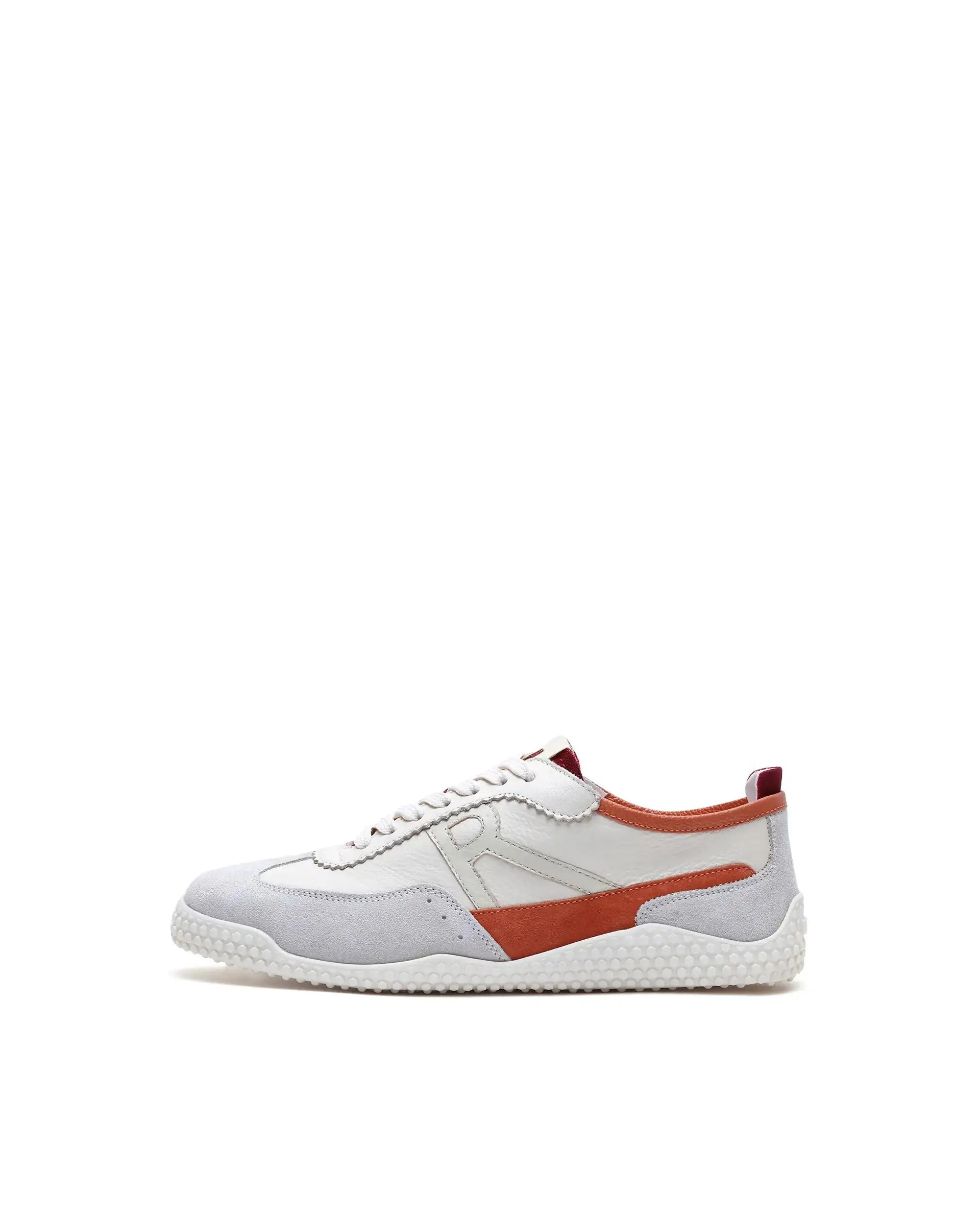 Rare Rabbit Men's Membo Light Beige Leather Fabric Sneaker
