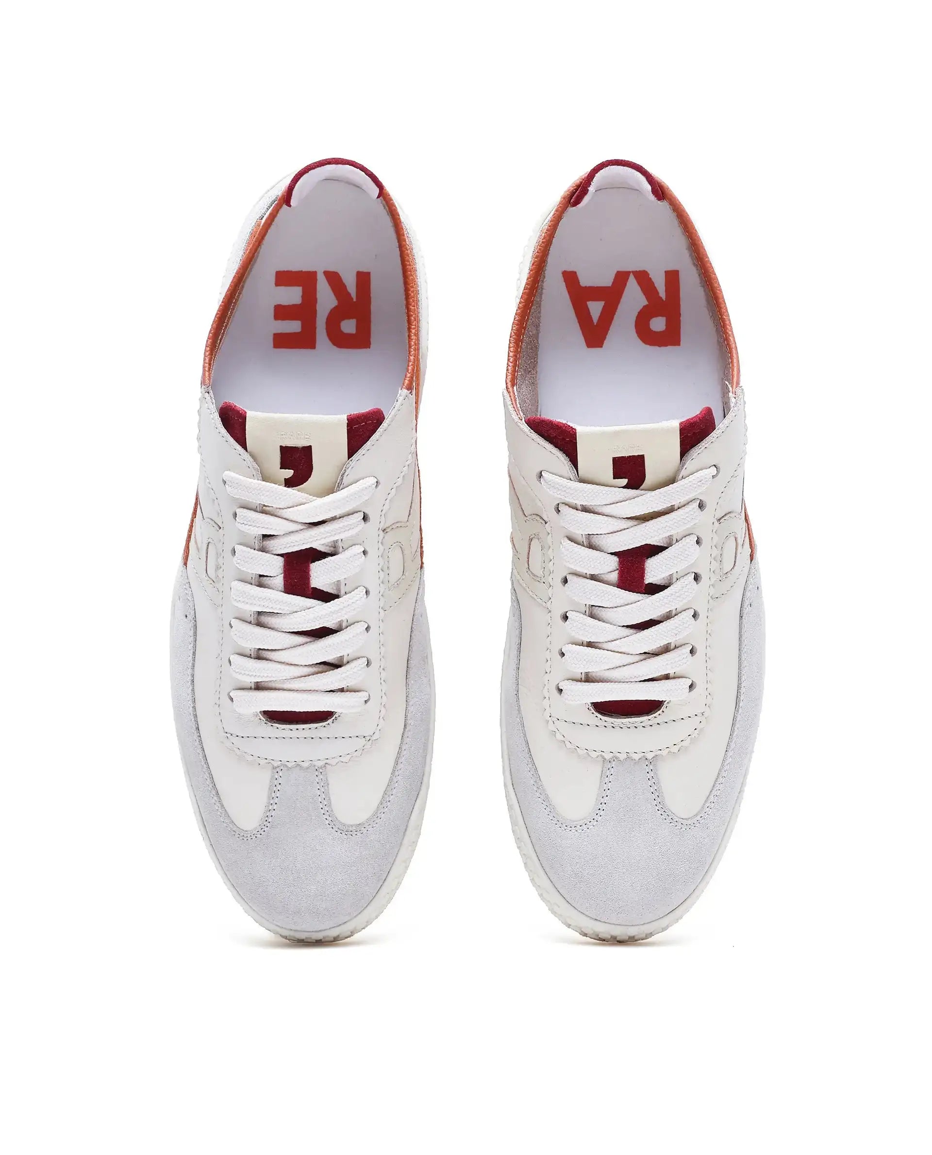 Rare Rabbit Men's Membo Light Beige Leather Fabric Sneaker