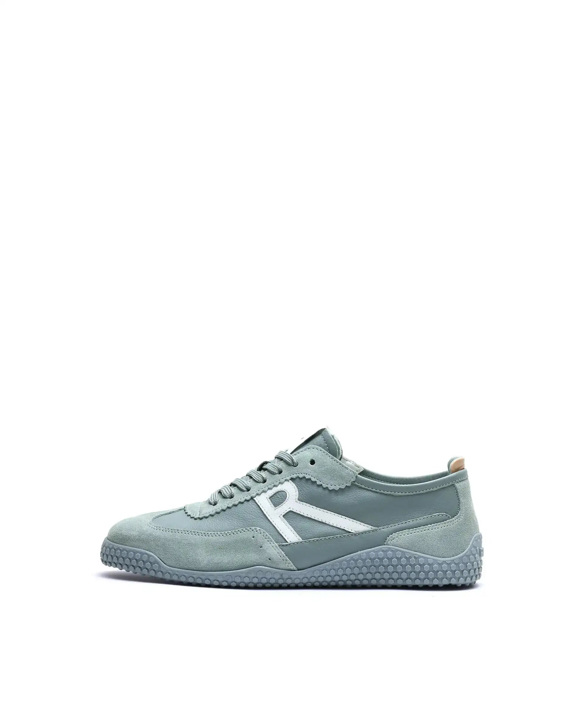 Rare Rabbit Men's Membo Light Sage Leather Fabric Sneaker