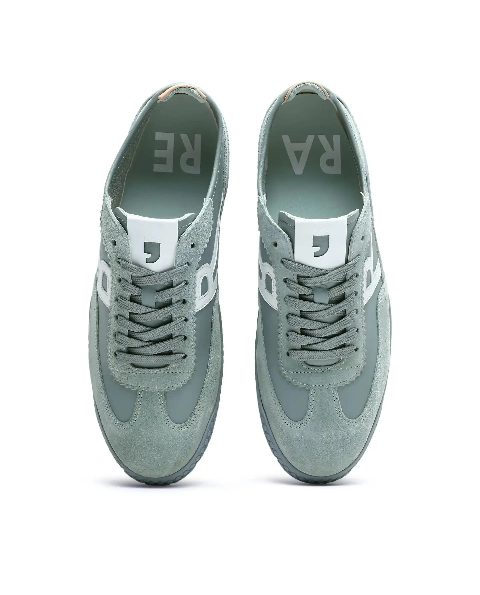 Rare Rabbit Men's Membo Light Sage Leather Fabric Sneaker