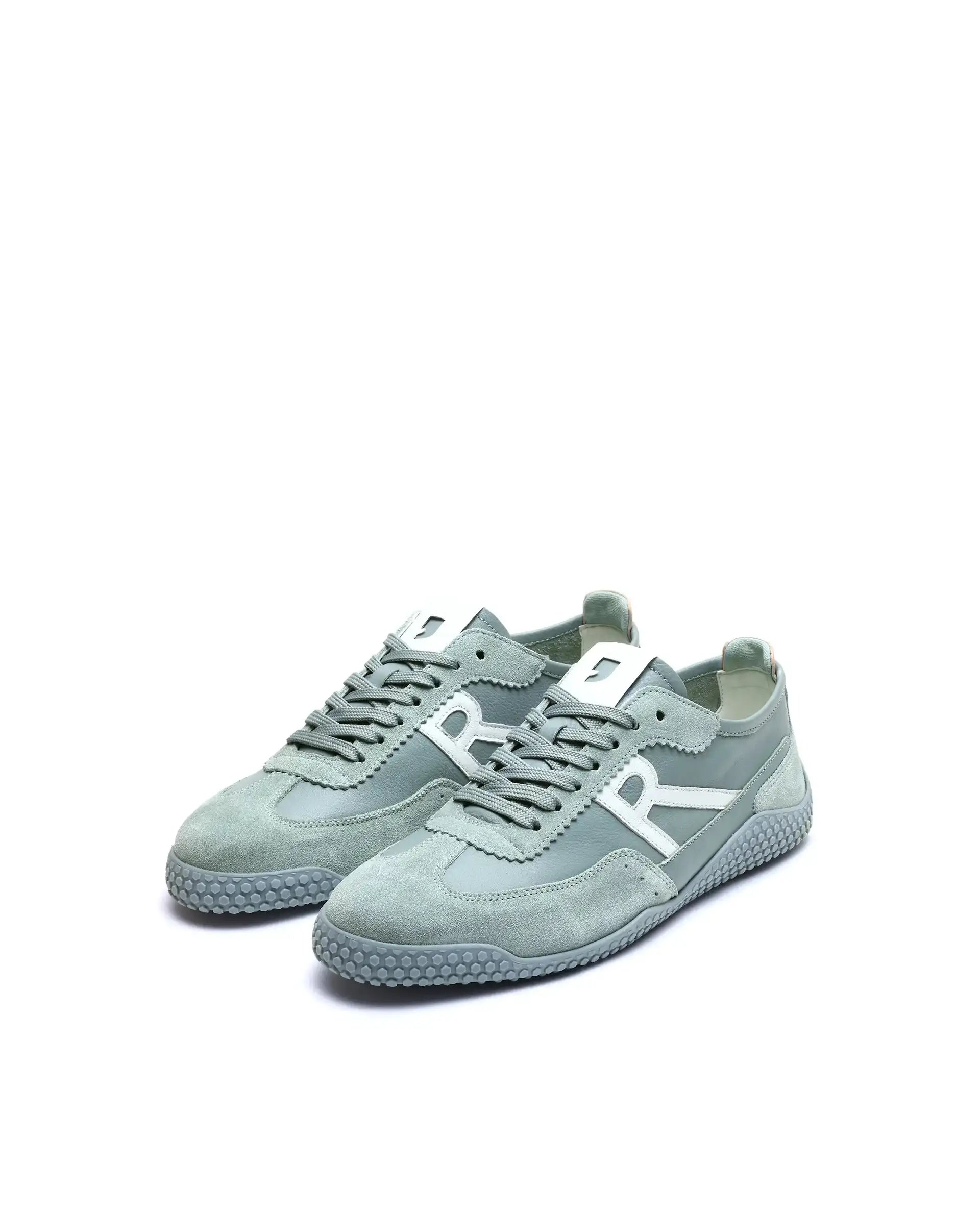 Rare Rabbit Men's Membo Light Sage Leather Fabric Sneaker