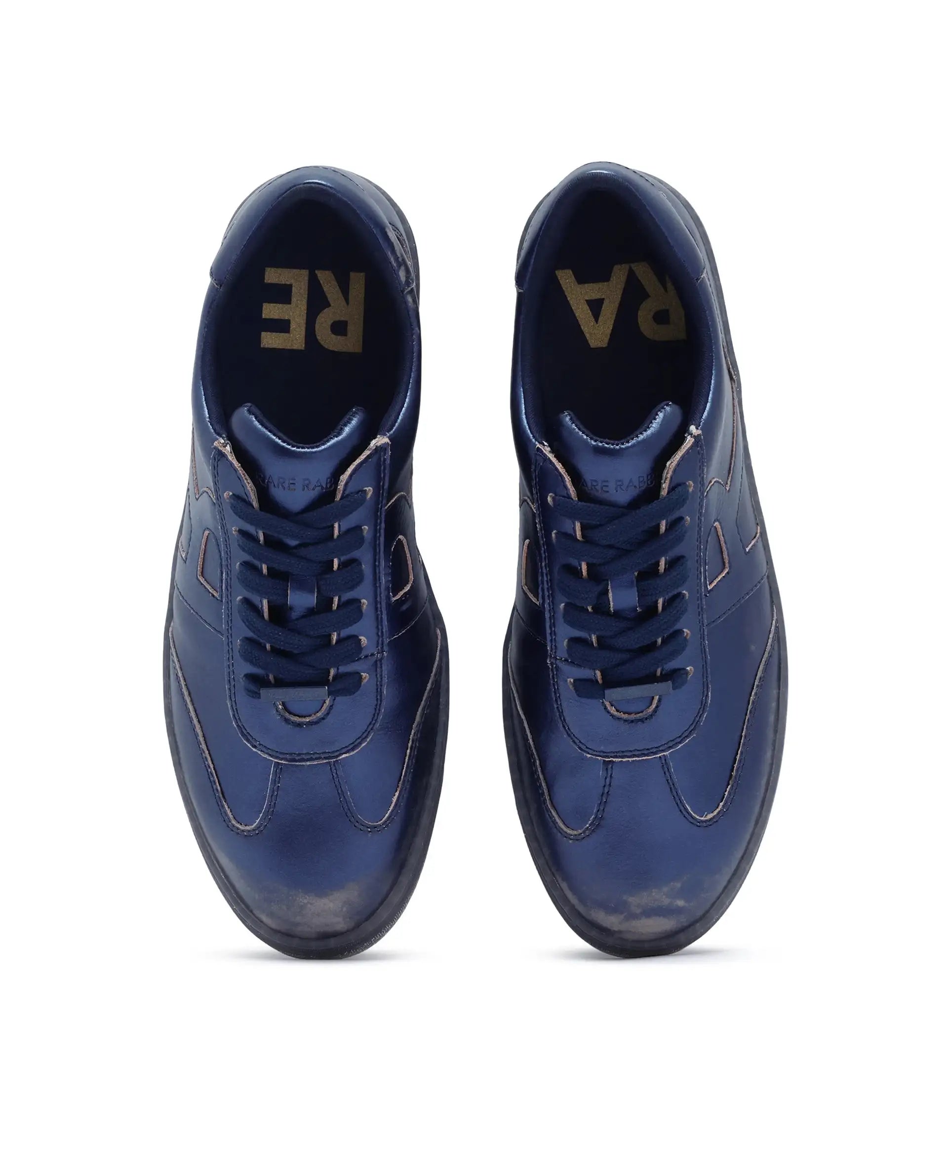 Rare Rabbit Men Mercure Metallic Blue Lace-Up Closure Shoes
