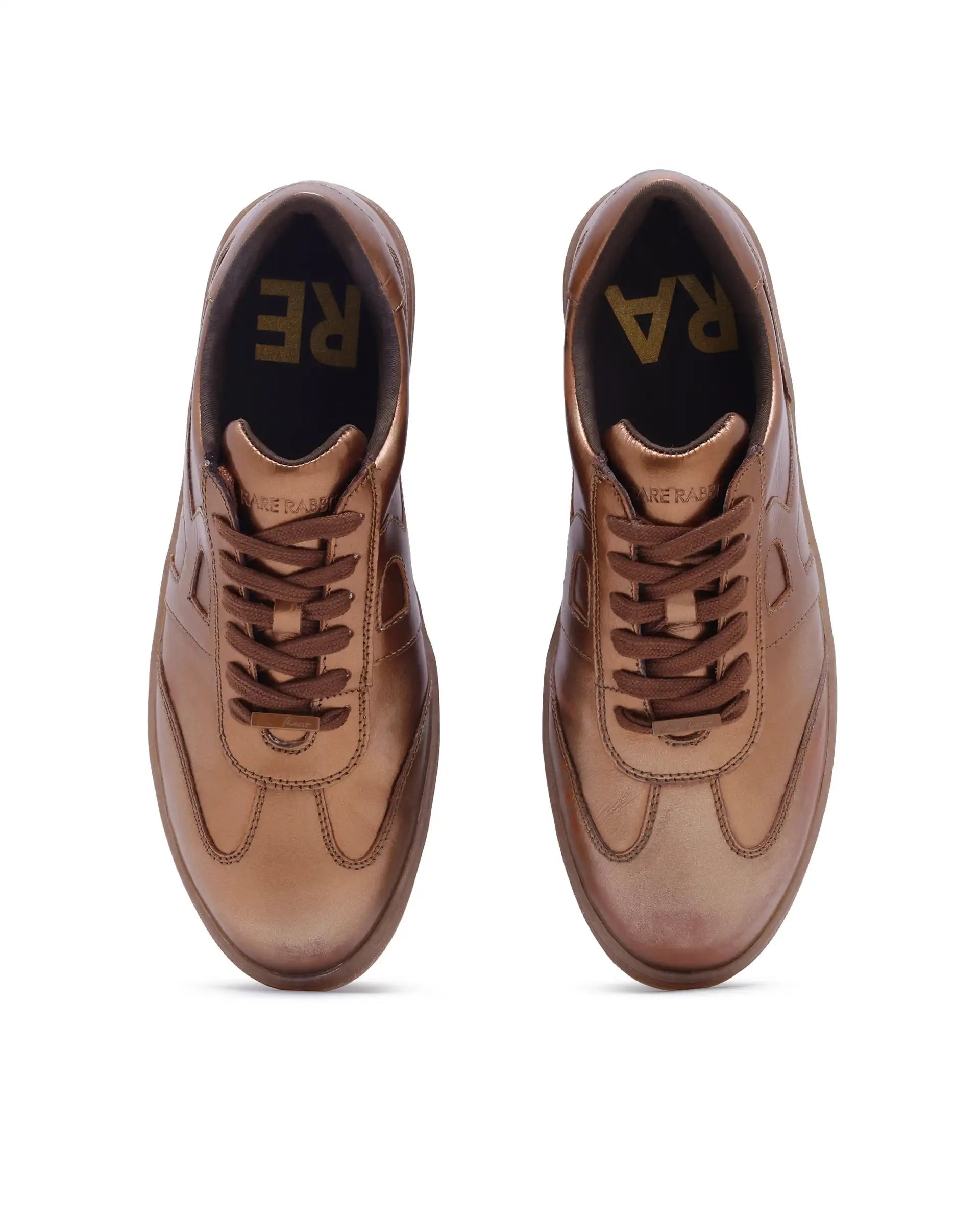 Rare Rabbit Men Mercure Metallic Copper Lace-Up Closure Shoes