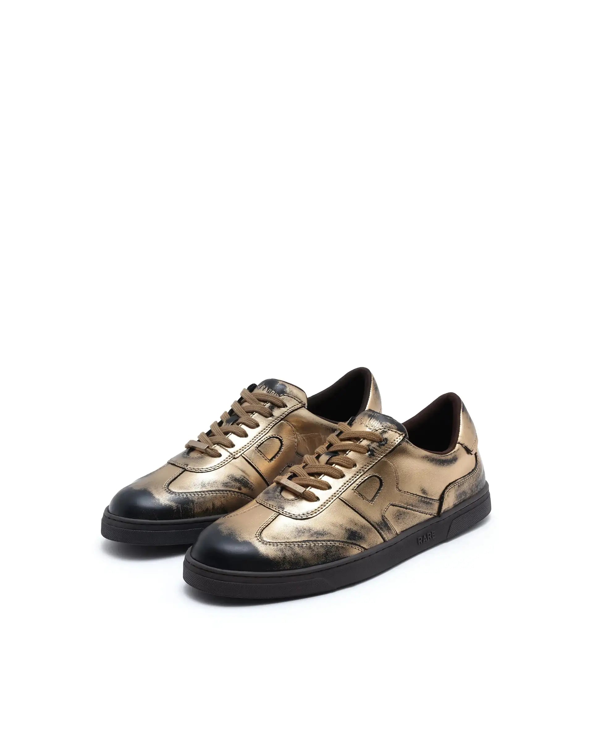 Rare Rabbit Men Mercure Metallic Gold Lace-Up Closure Shoes