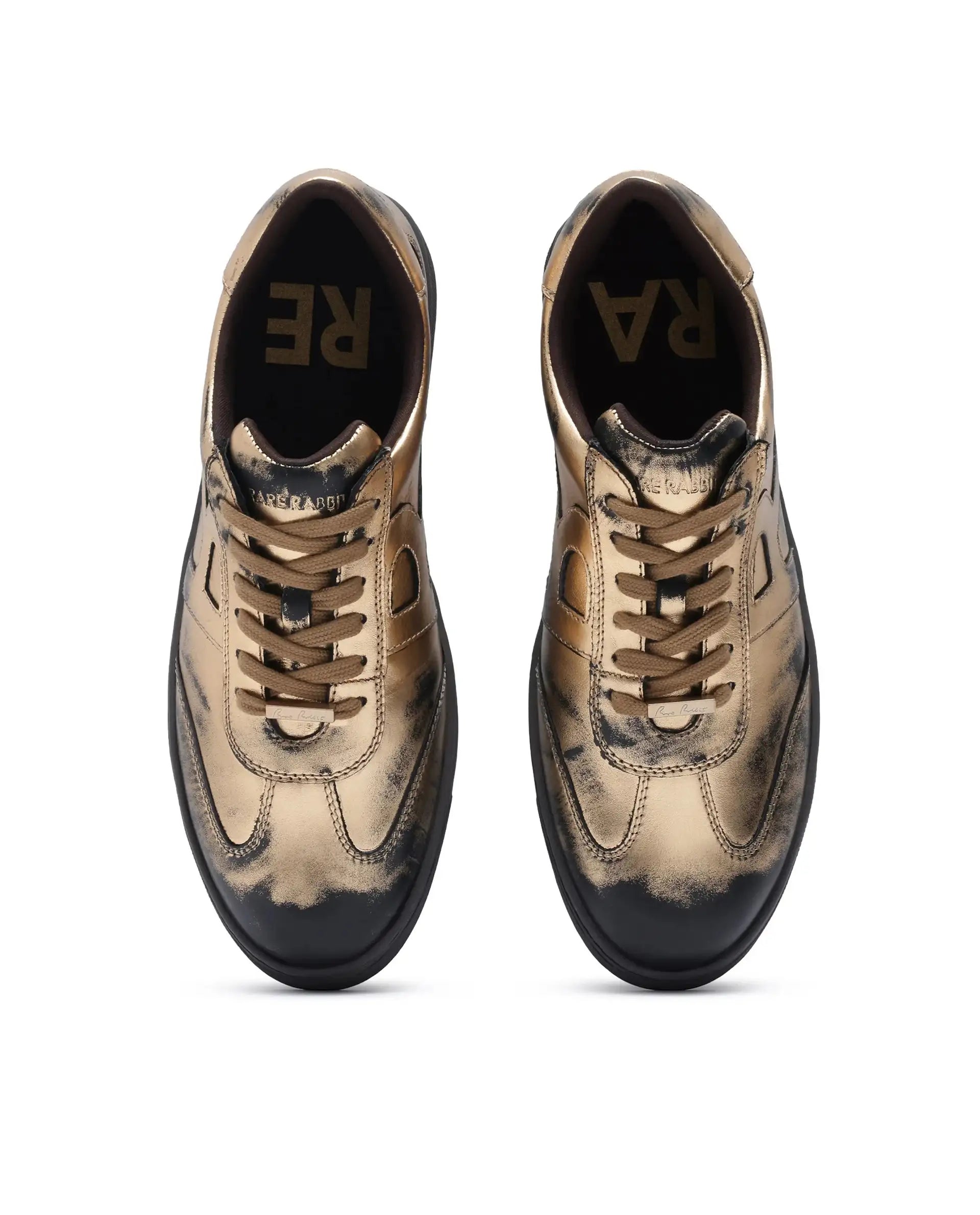 Rare Rabbit Men Mercure Metallic Gold Lace-Up Closure Shoes