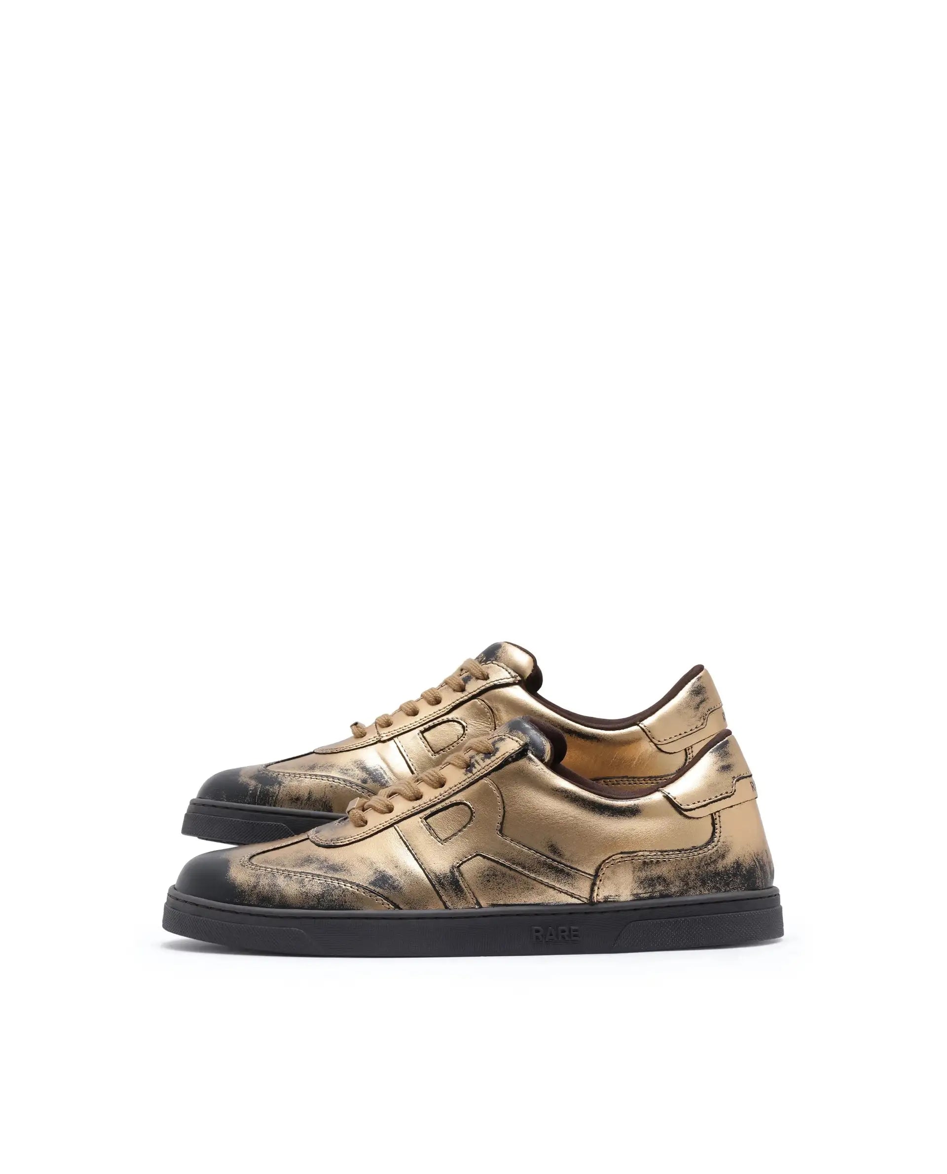 Rare Rabbit Men Mercure Metallic Gold Lace-Up Closure Shoes