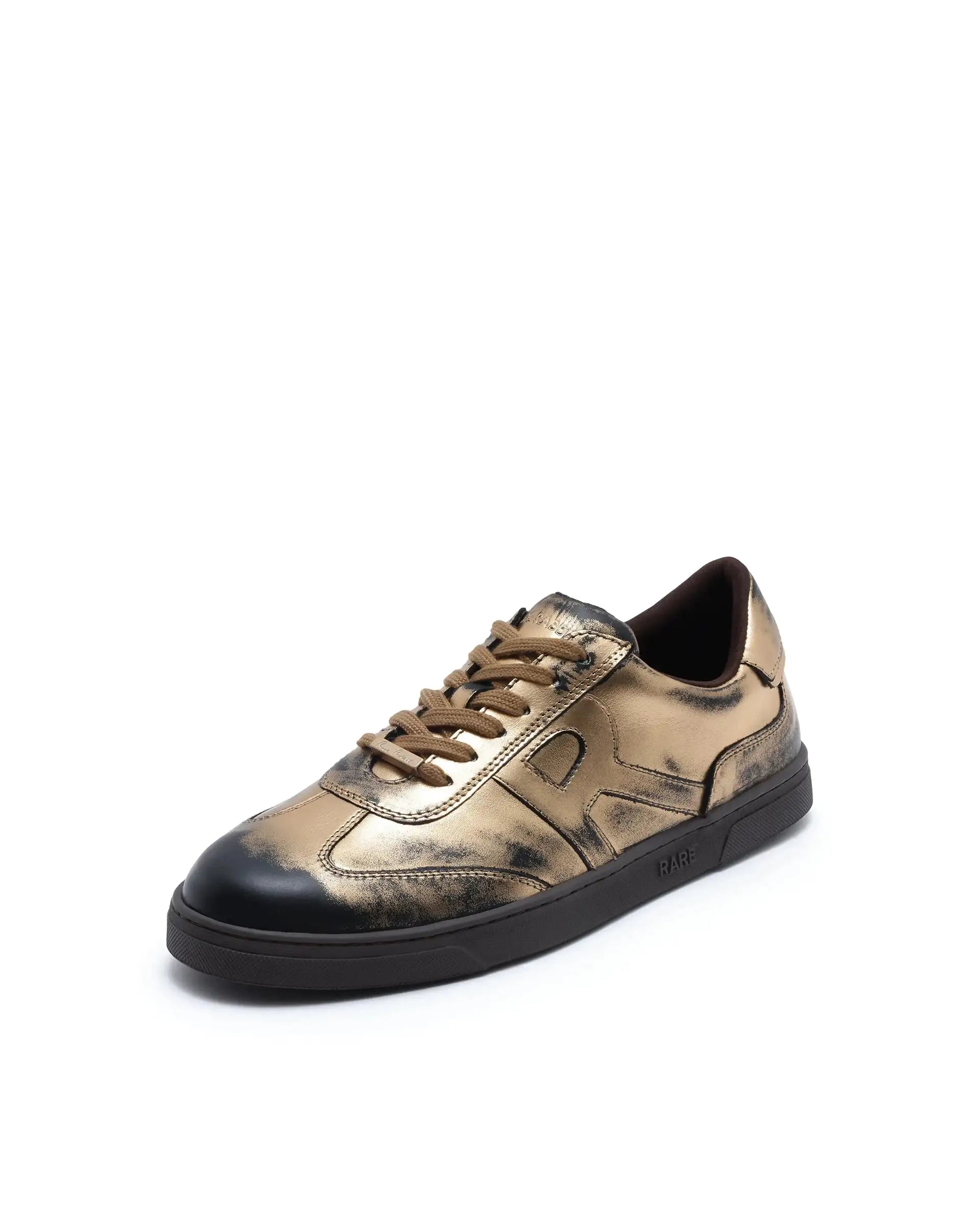 Rare Rabbit Men Mercure Metallic Gold Lace-Up Closure Shoes