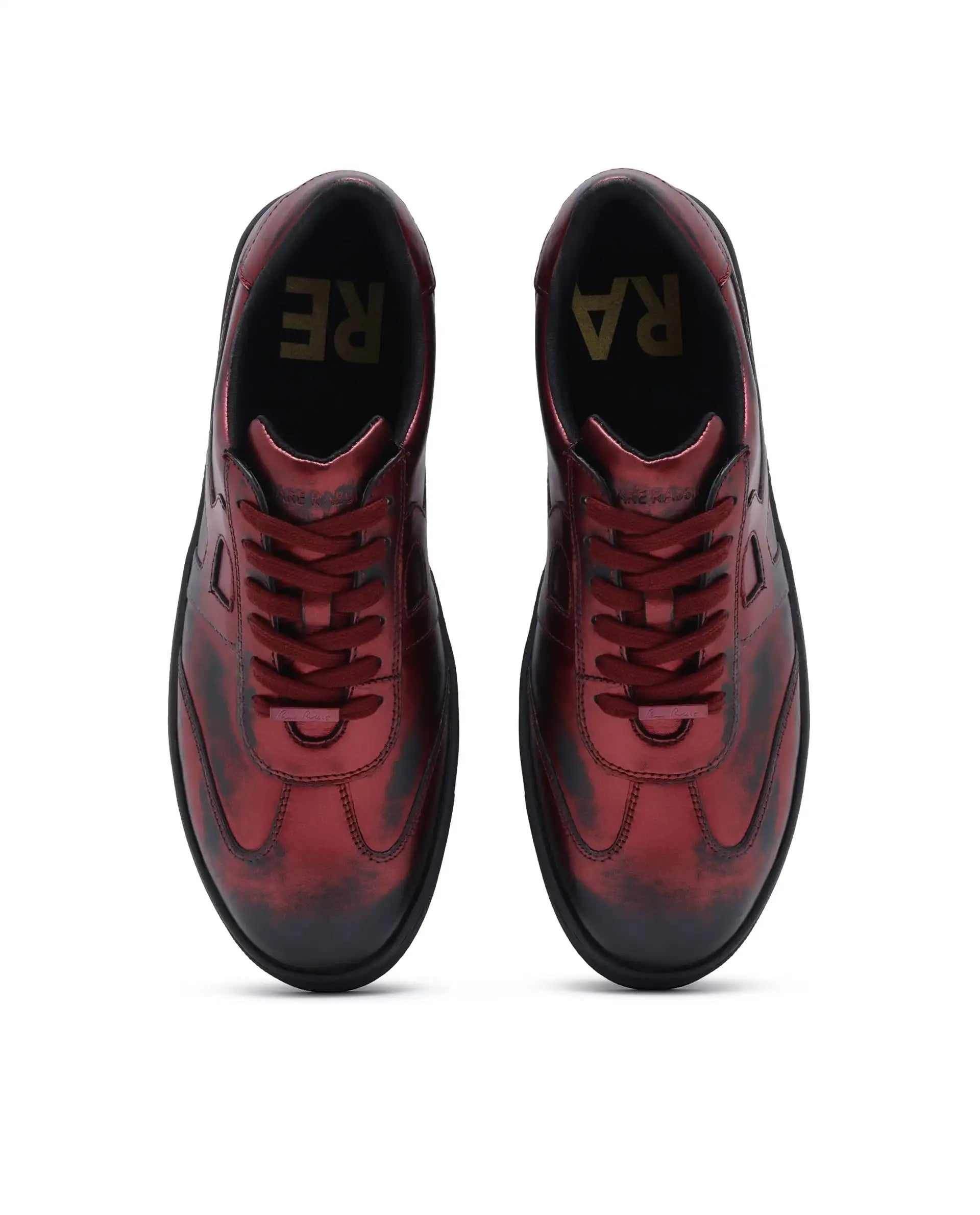 Rare Rabbit Men Mercure Metallic Red Lace-Up Closure Shoes