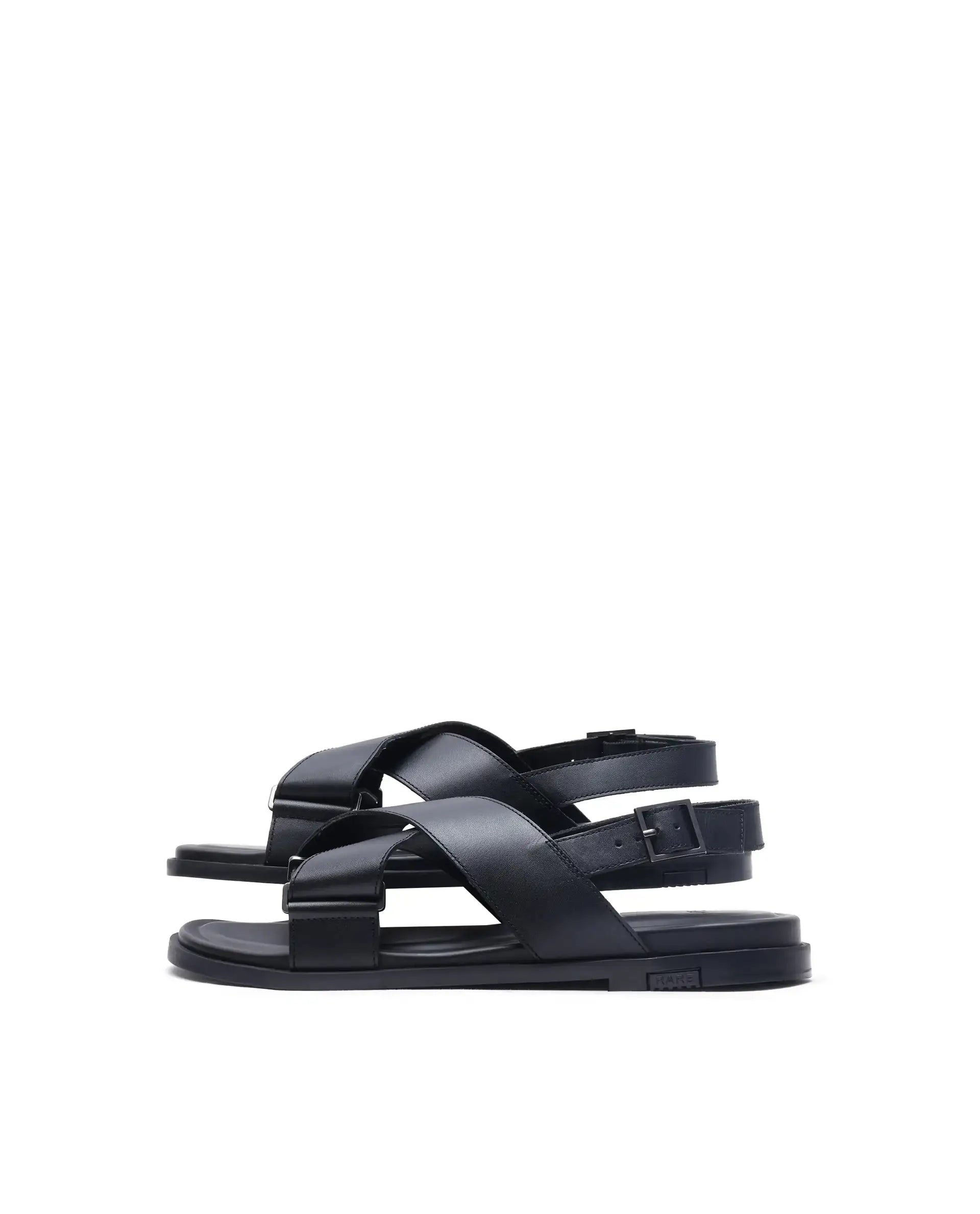 Rare Rabbit Men's Monz Black Slip-On Closure Sandal