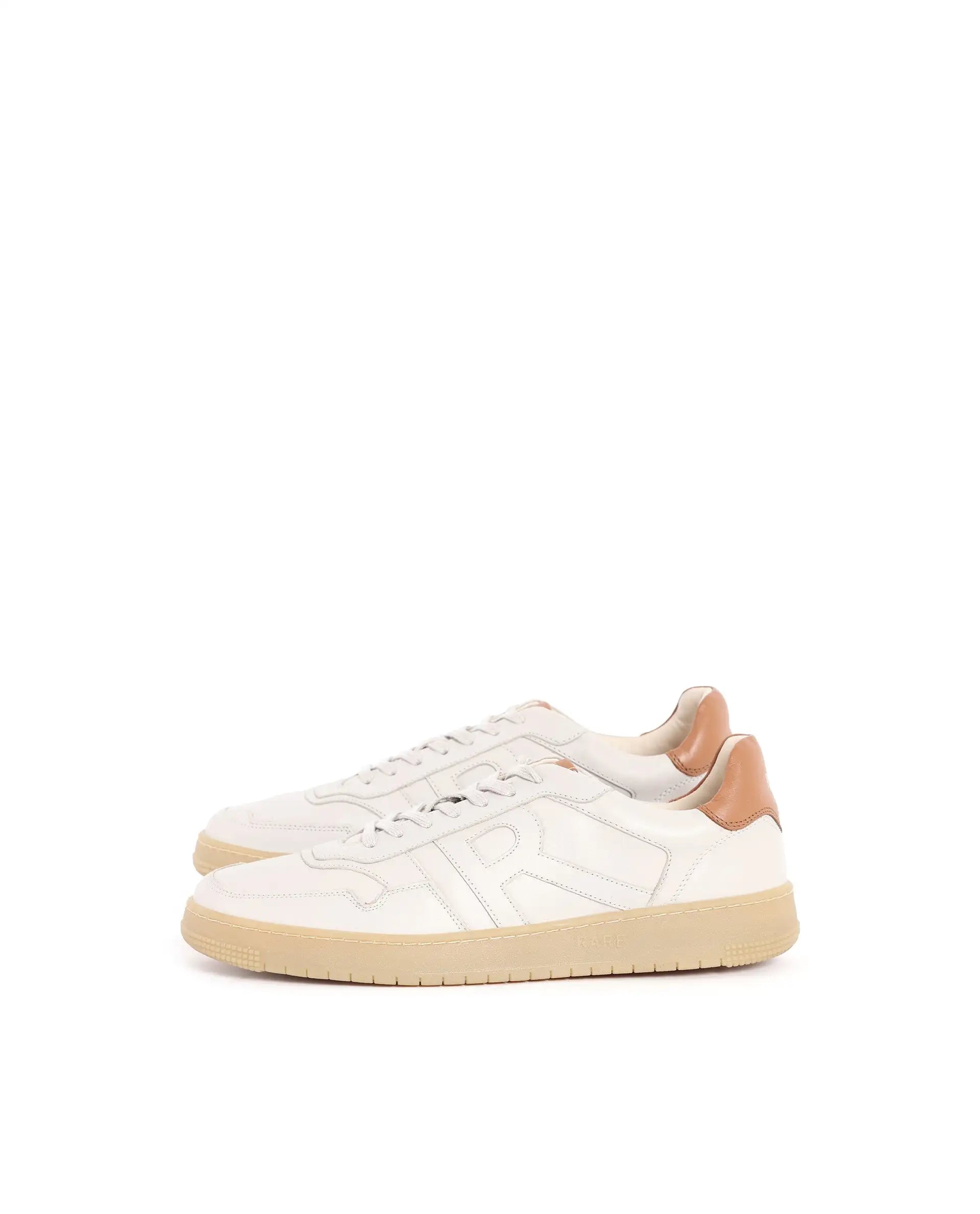 Rare Rabbit Men's Nebula Beige Leather Monotone Low-Top Lace-Up Sneaker Shoes