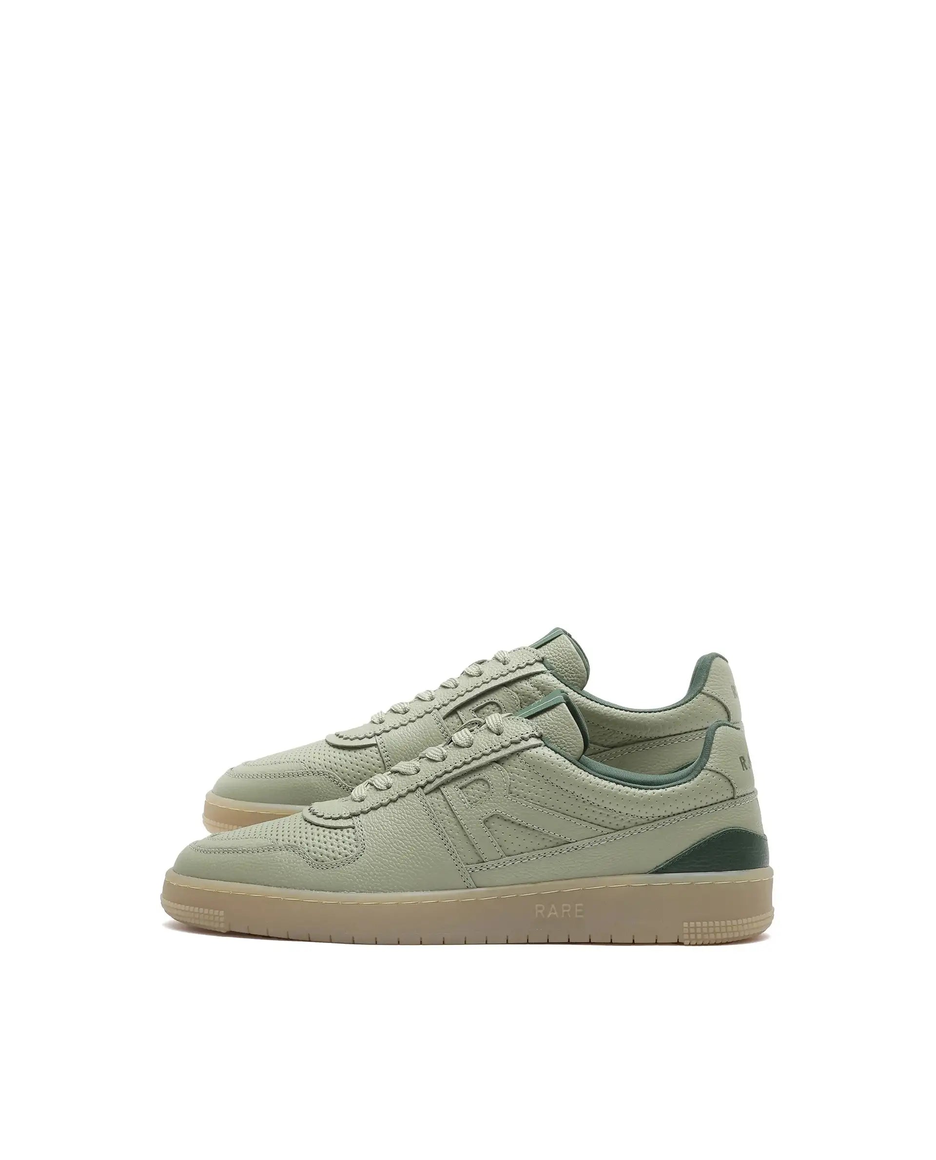 Rare Rabbit Mens Neva Sage Genuine Leather Lace-Up Closure Low -Top Dual Tone Sneaker