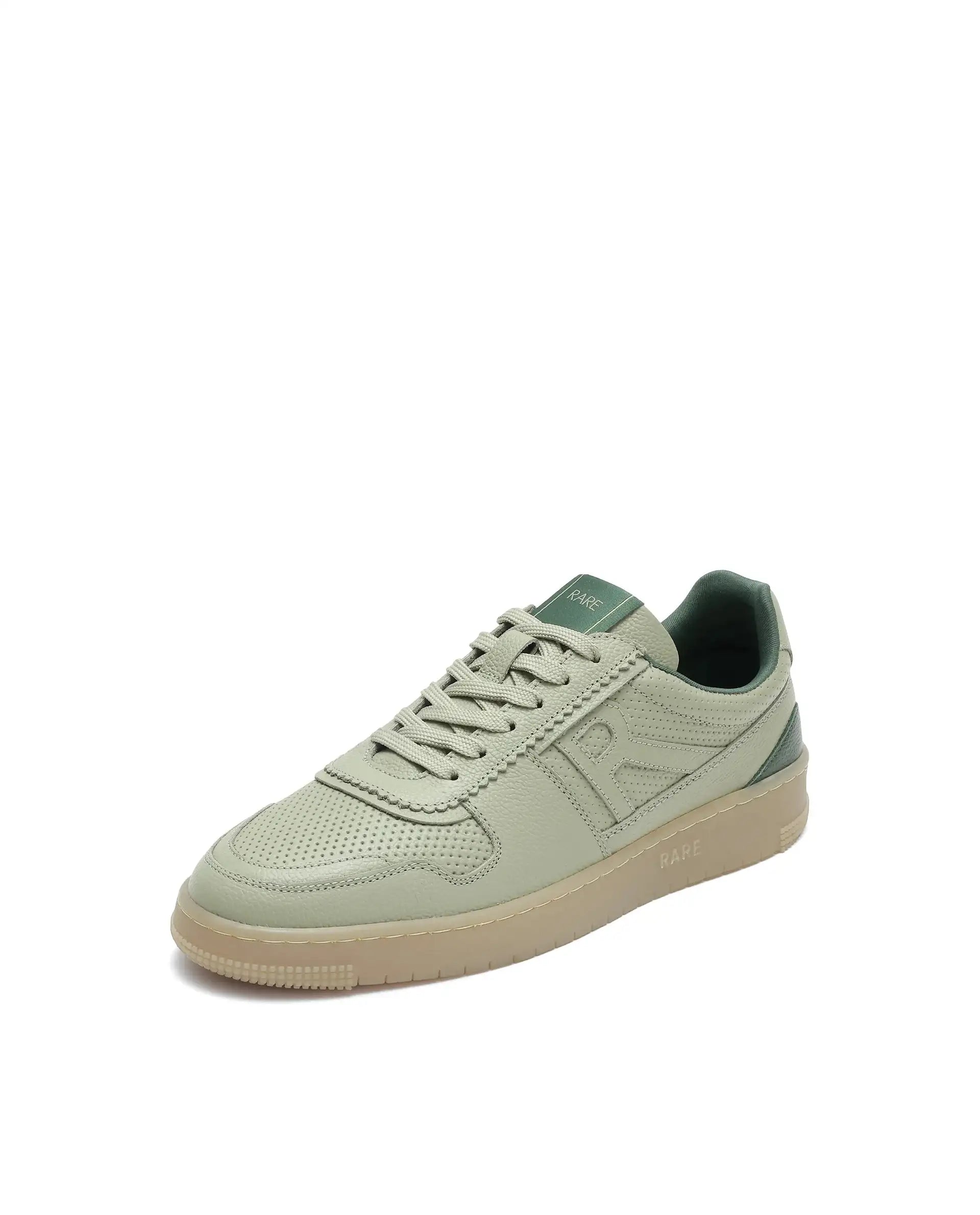 Rare Rabbit Mens Neva Sage Genuine Leather Lace-Up Closure Low -Top Dual Tone Sneaker
