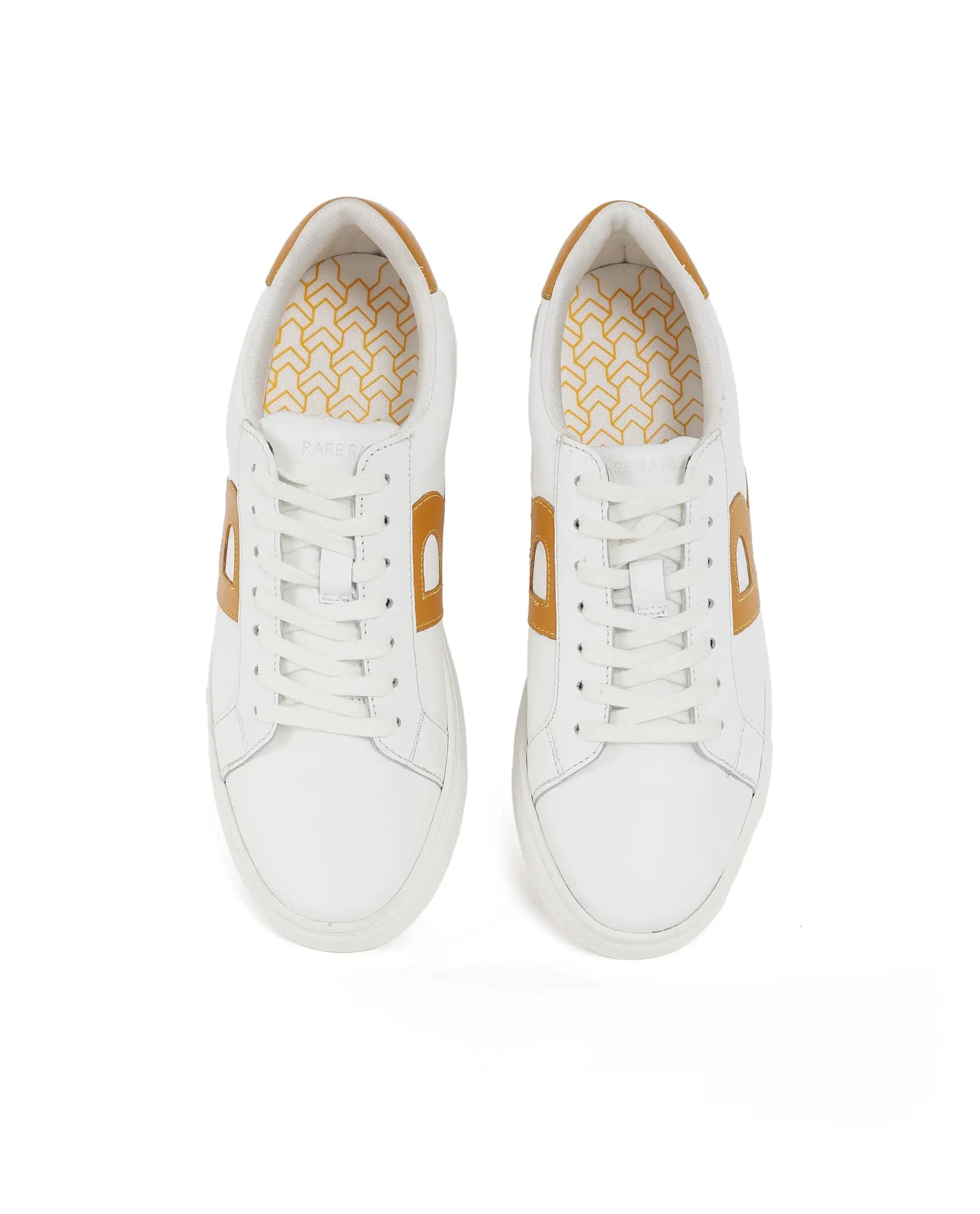 Rare Rabbit Men's Nova Mustard Round Toe Smart Casual Low-Top Lace-Up Logo Branding Sneaker Shoes