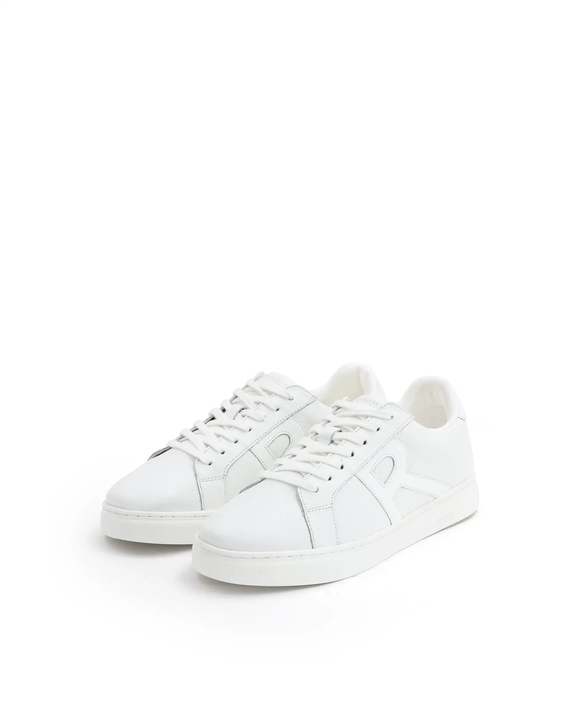 Rare Rabbit Men's Nova Pro Metallic White Patent Leather Low-Top Lace-Up Sneaker Shoes