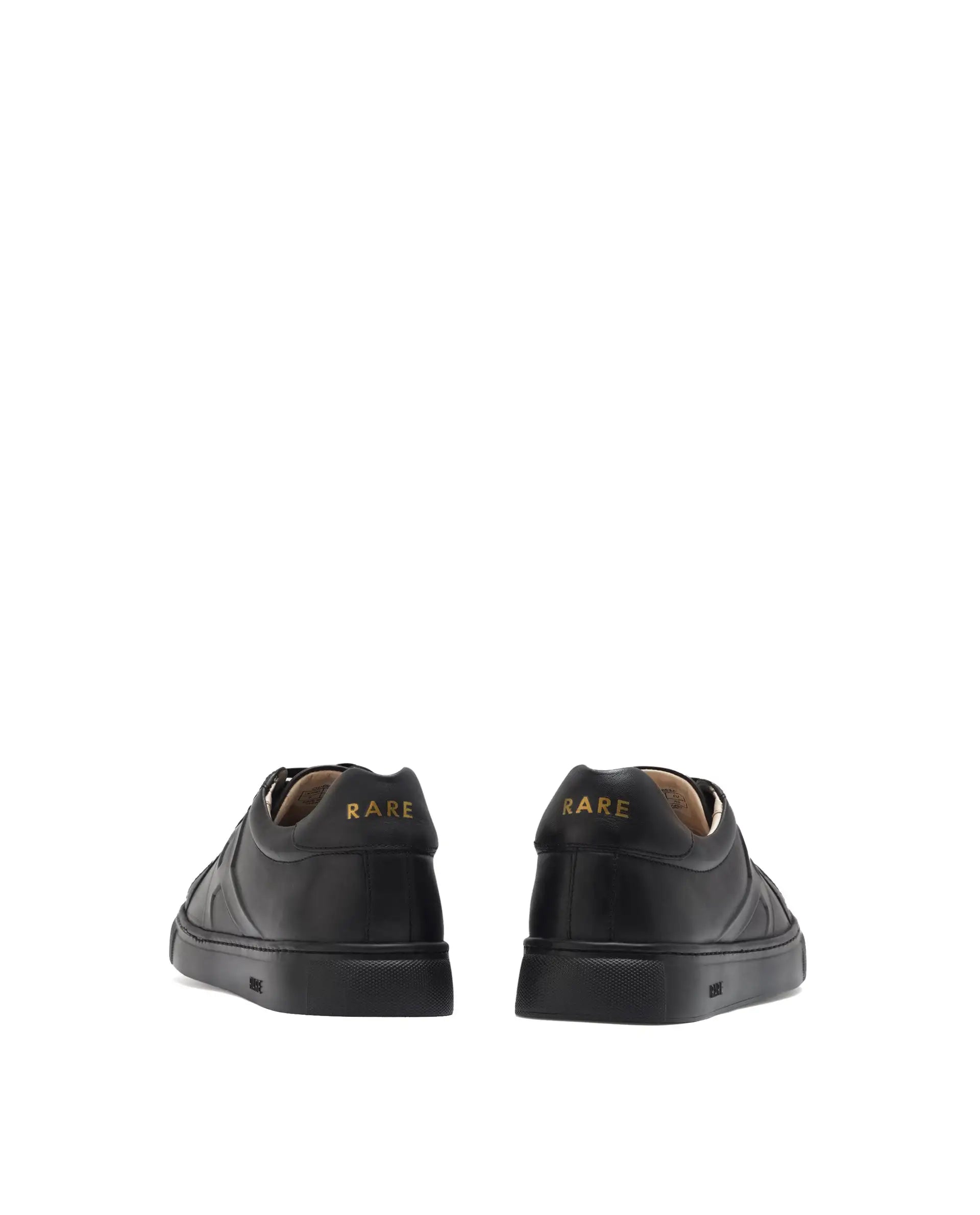 Rare Rabbit Men's Odessa Black Genuine Leather Round Toe Low-Top Lace-Up Monochromatic Sneaker