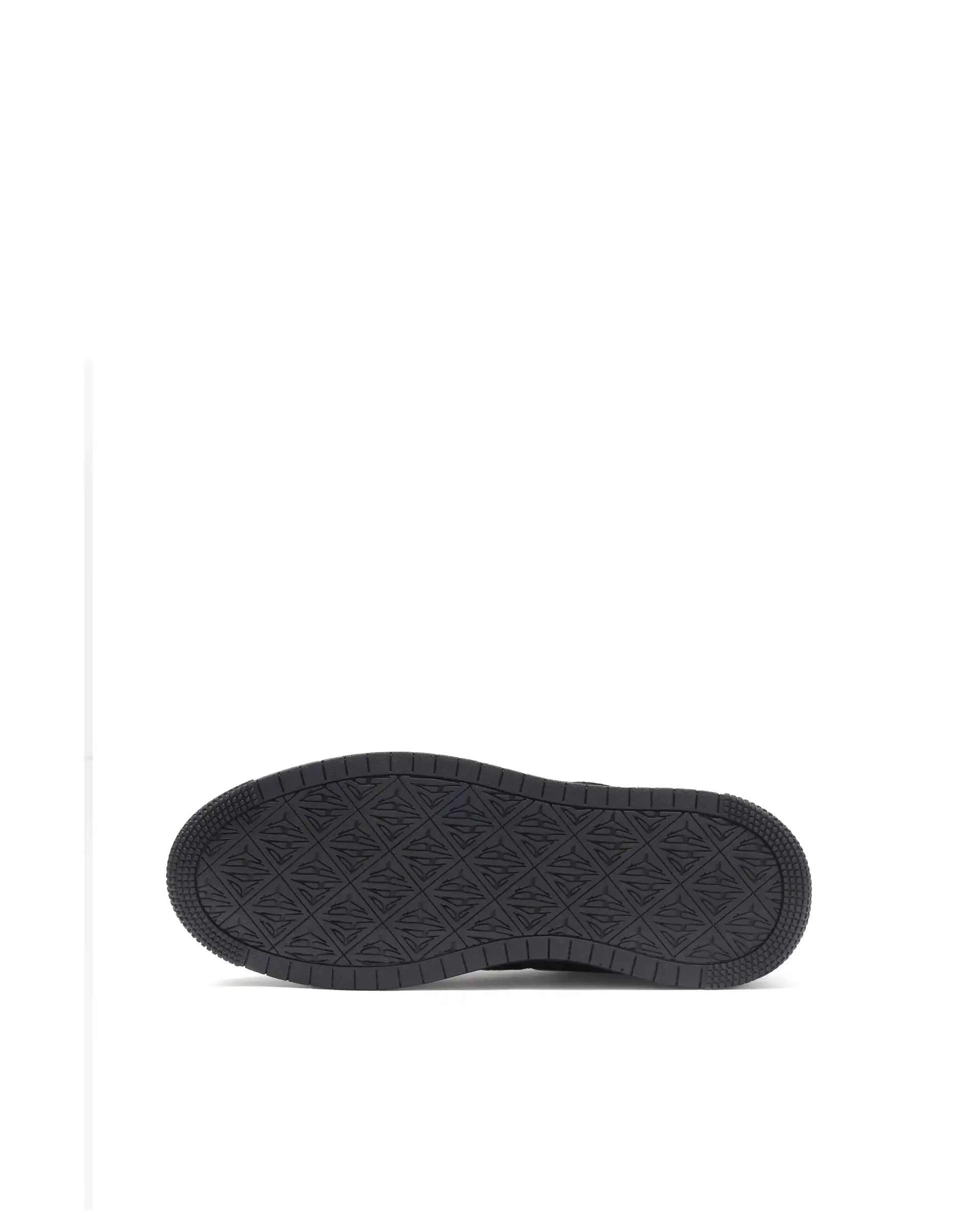 Rare Rabbit Men's Orbiton Black Milled Leather Perforated Details Low-Top Lace-Up Monotone Sneaker Shoes