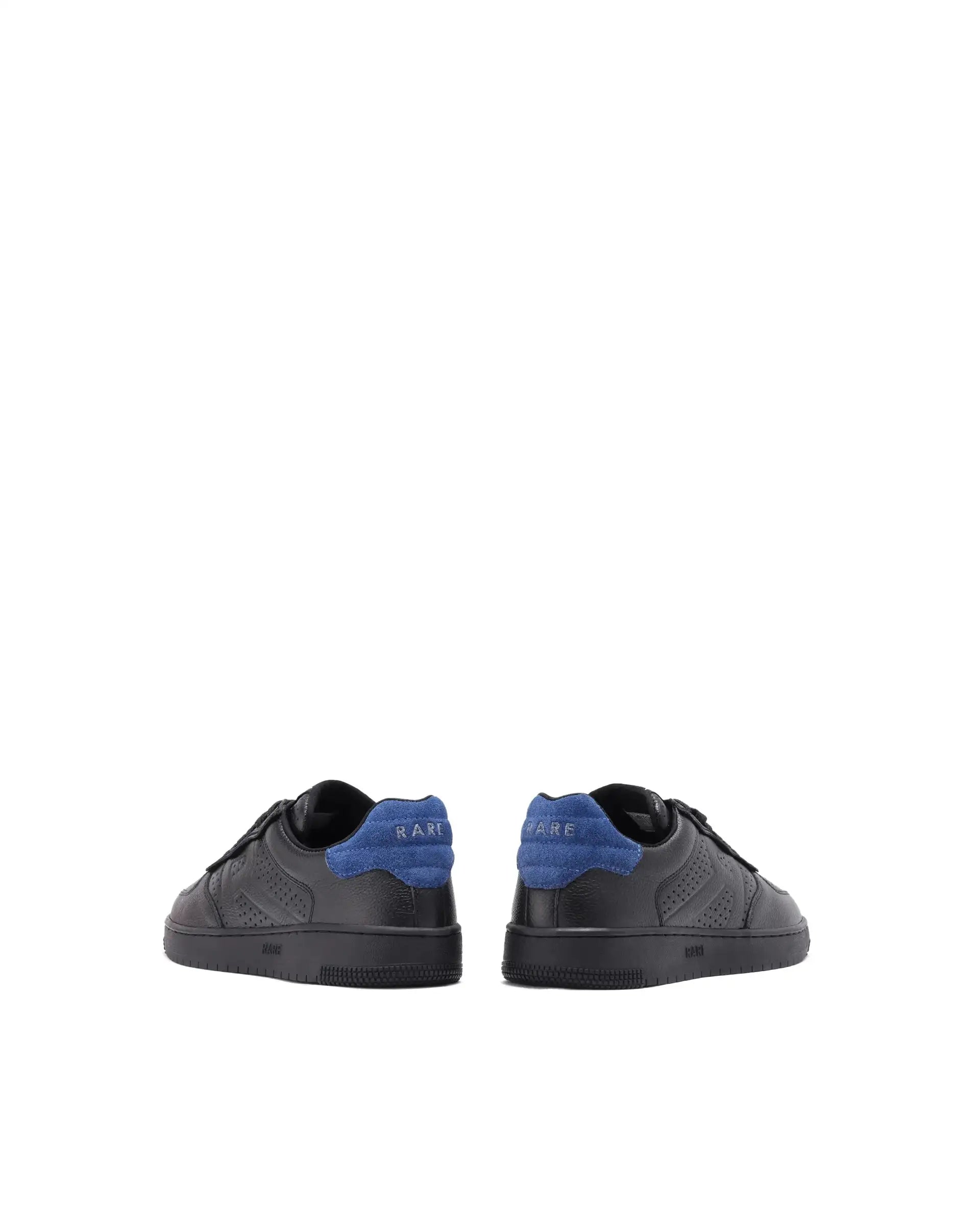 Rare Rabbit Men's Orbiton Black Milled Leather Perforated Details Low-Top Lace-Up Monotone Sneaker Shoes
