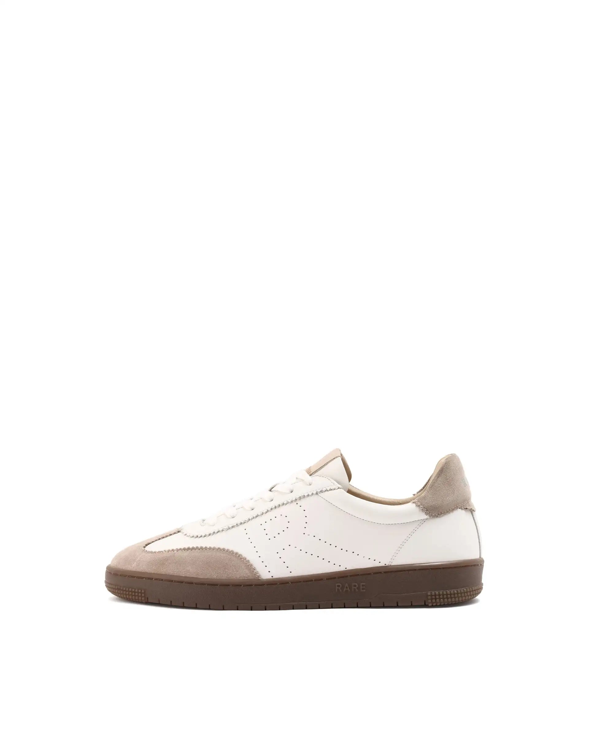 Rare Rabbit Men's Orion Light Beige Suede And Leather Low-Top Lace-Up Sneaker Shoes