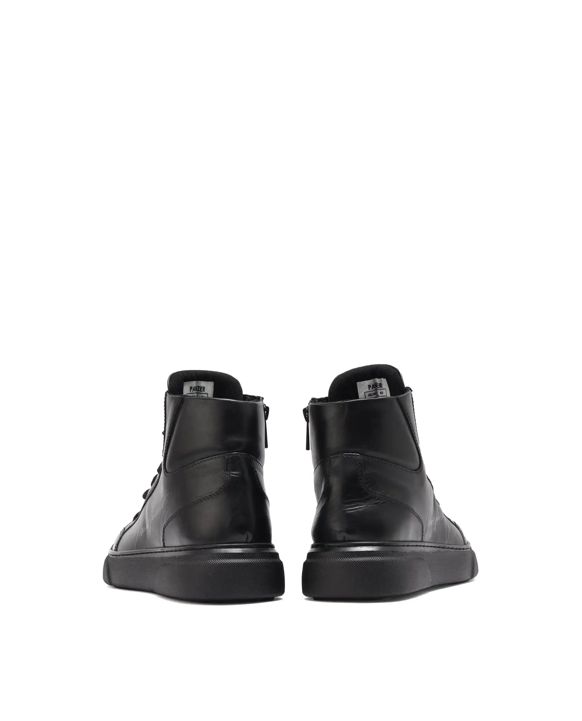 Rare Rabbit Men's Panzer Black Leather Round Toe Derby Style Zip Closure High Top Sneaker Shoes