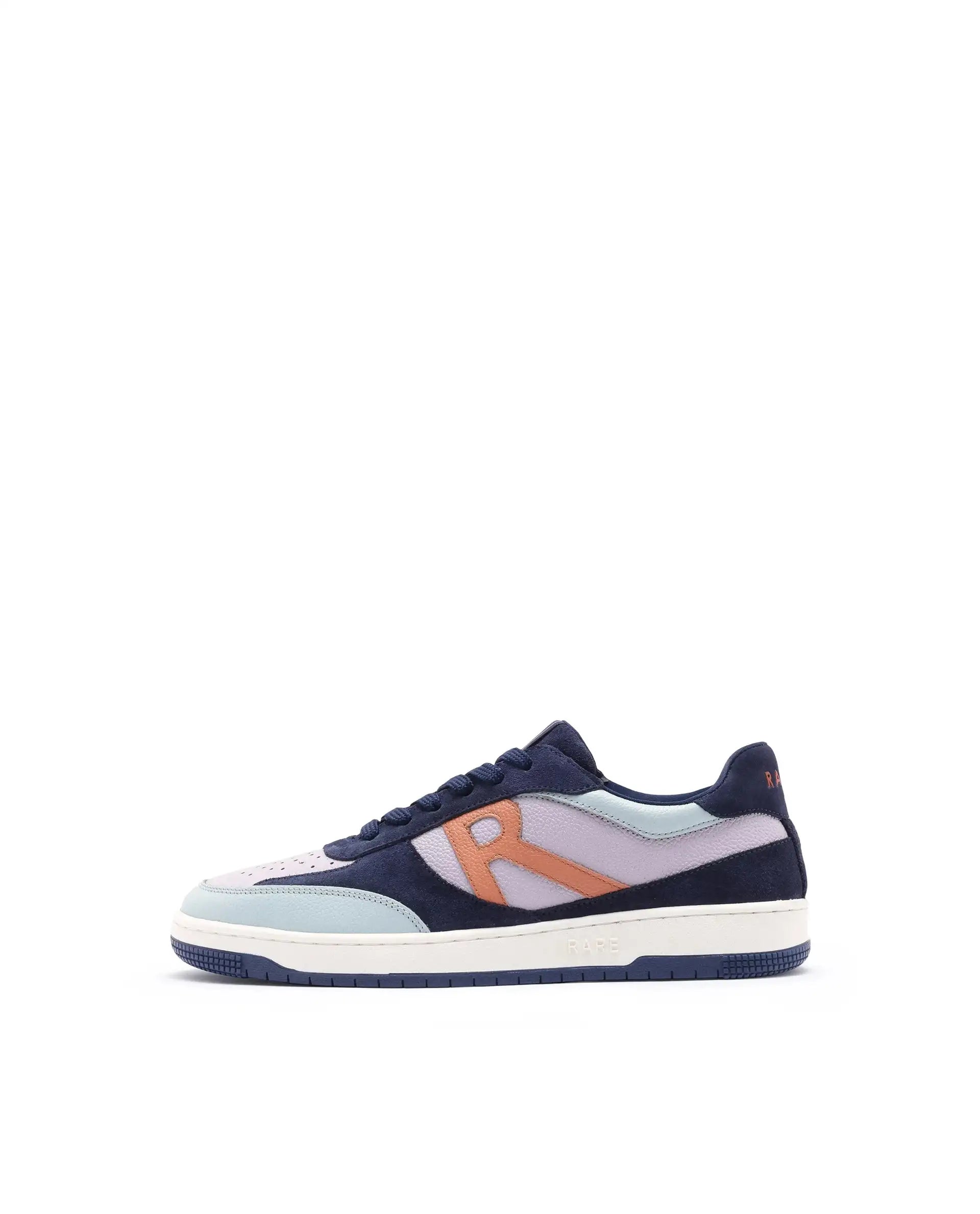 Rare Rabbit Men's Parallax Purple / Navy Genuine Suede Colorblock Low-Top Lace-Up Sneaker Shoes