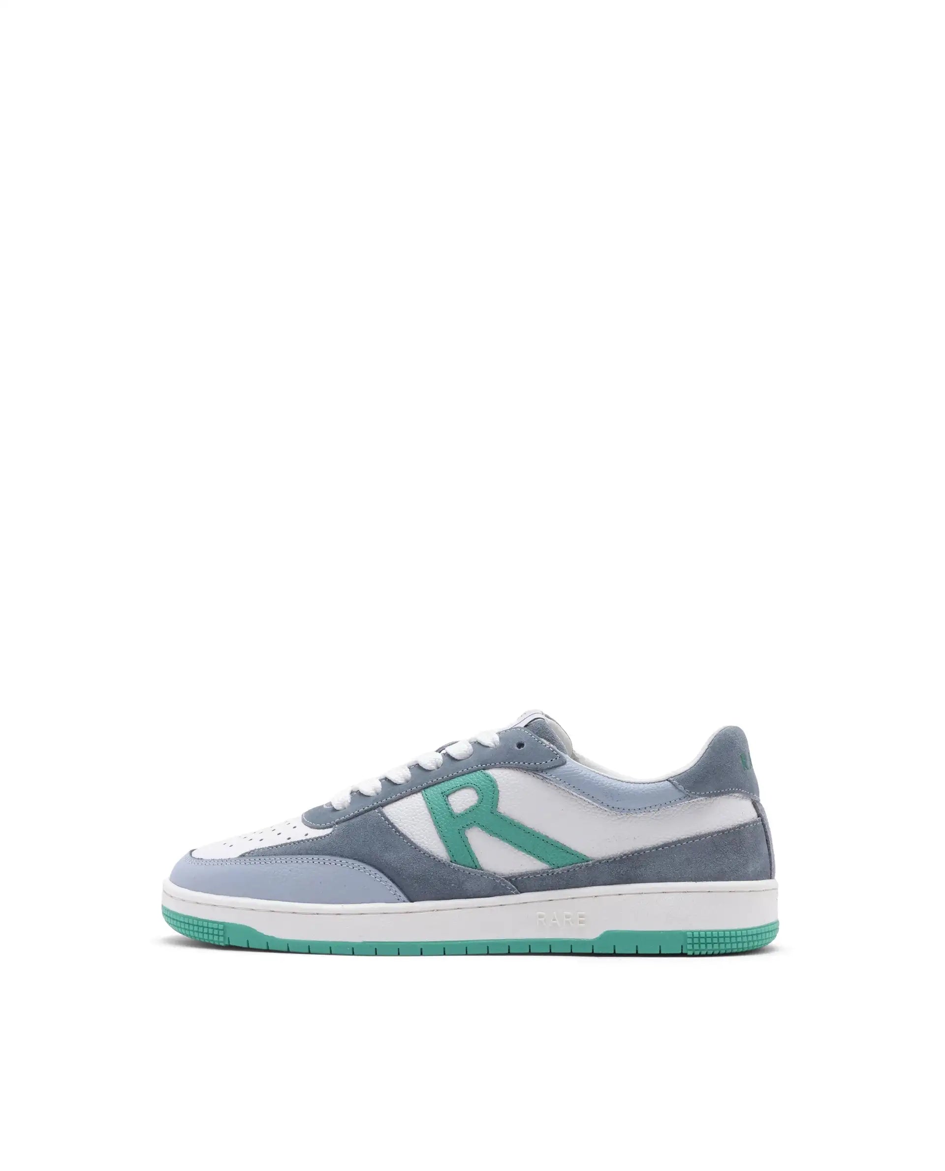 Rare Rabbit Men's Parallax White/ Blue Genuine Suede Colorblock Low-Top Lace-Up Sneaker Shoes