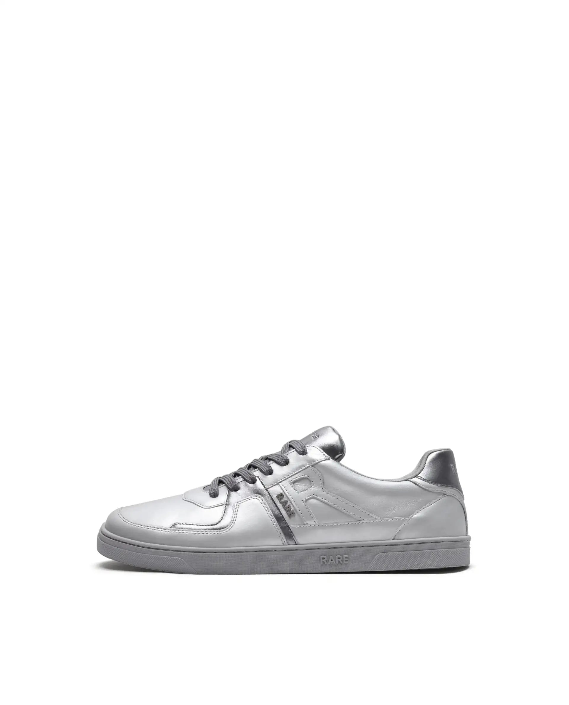 Rare Rabbit Men's Pegasus Silver Leather Lace-Up Closure Sneaker