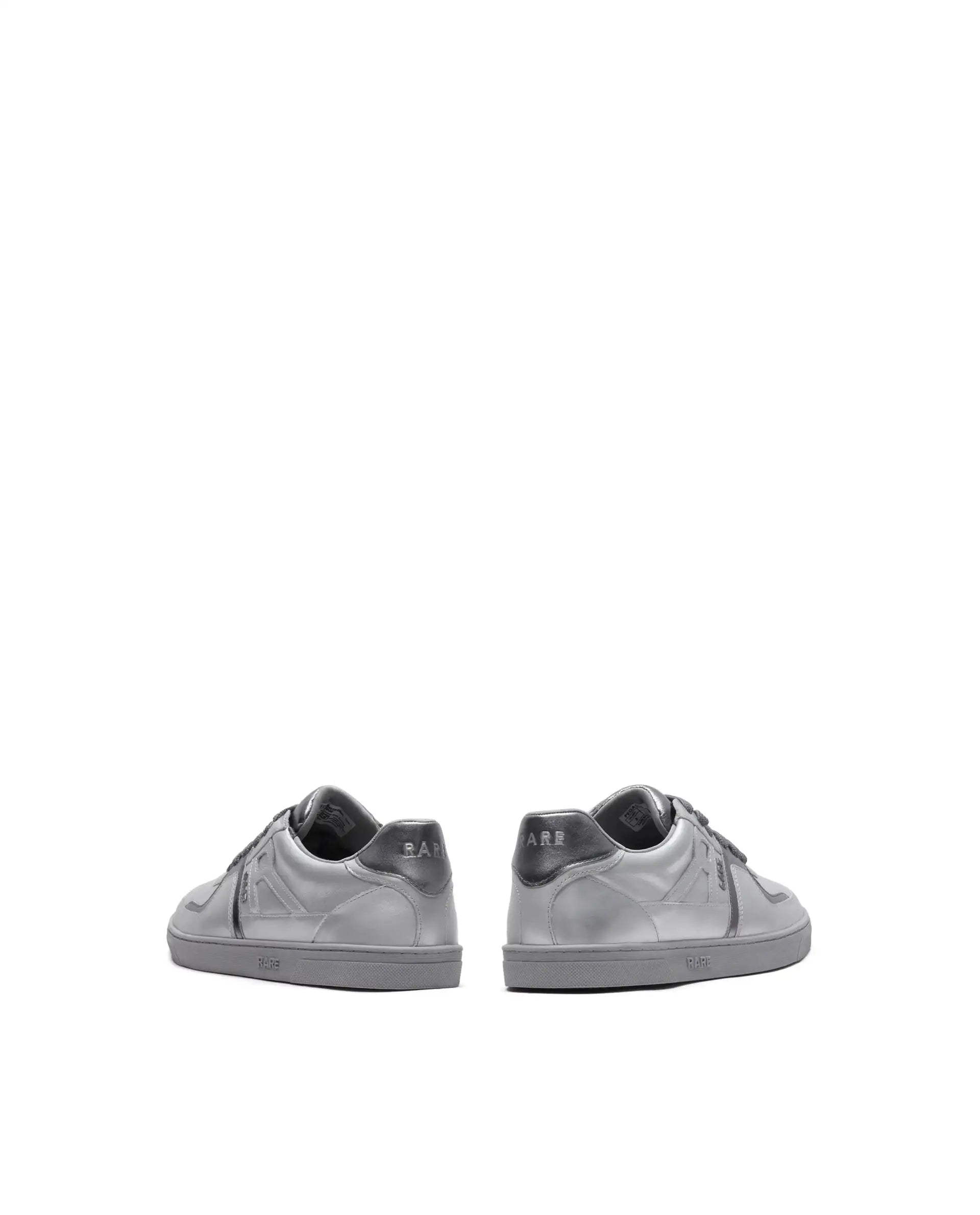 Rare Rabbit Men's Pegasus Silver Leather Lace-Up Closure Sneaker