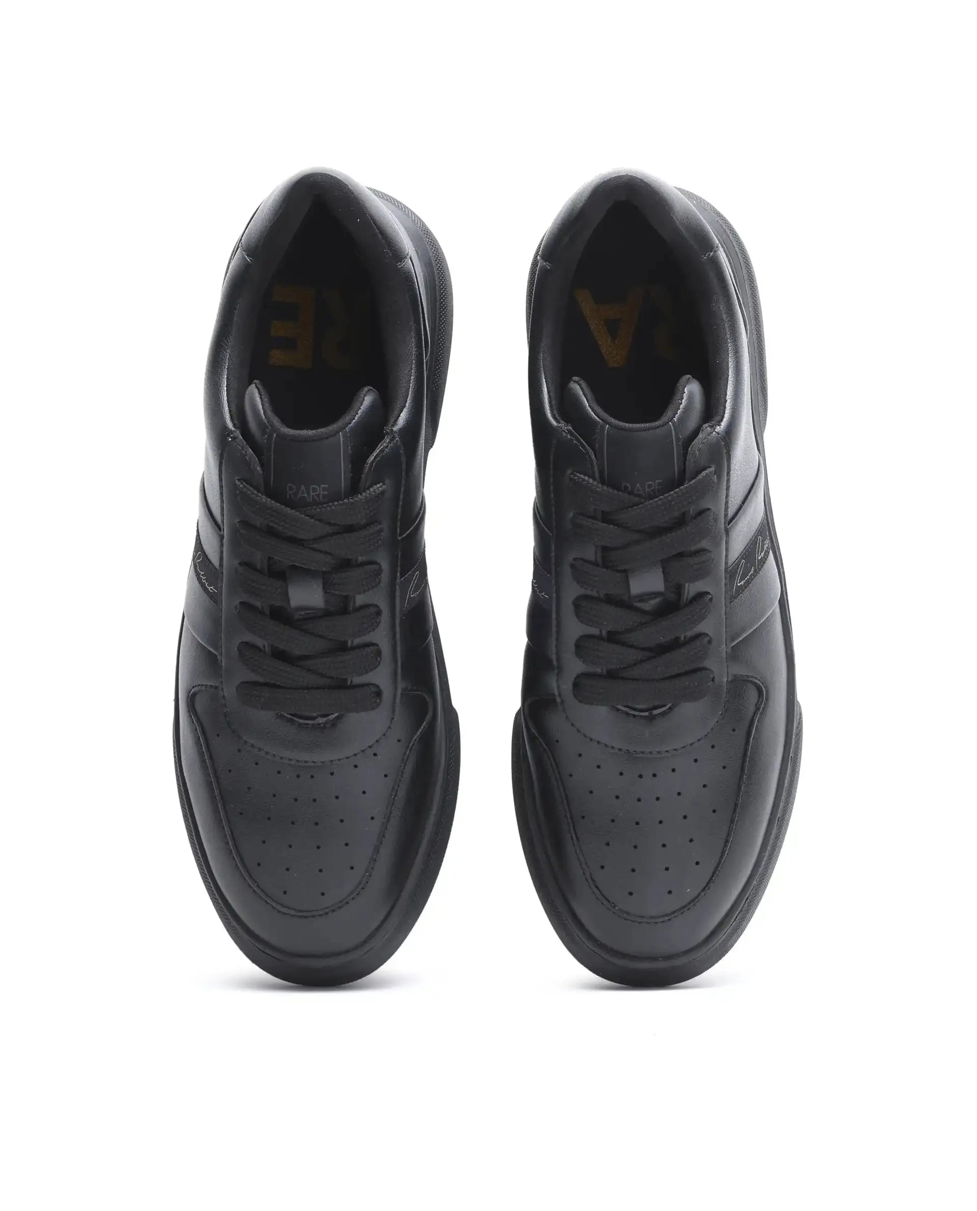Rare Rabbit Men's Pulse Black Micro Leather Sneaker