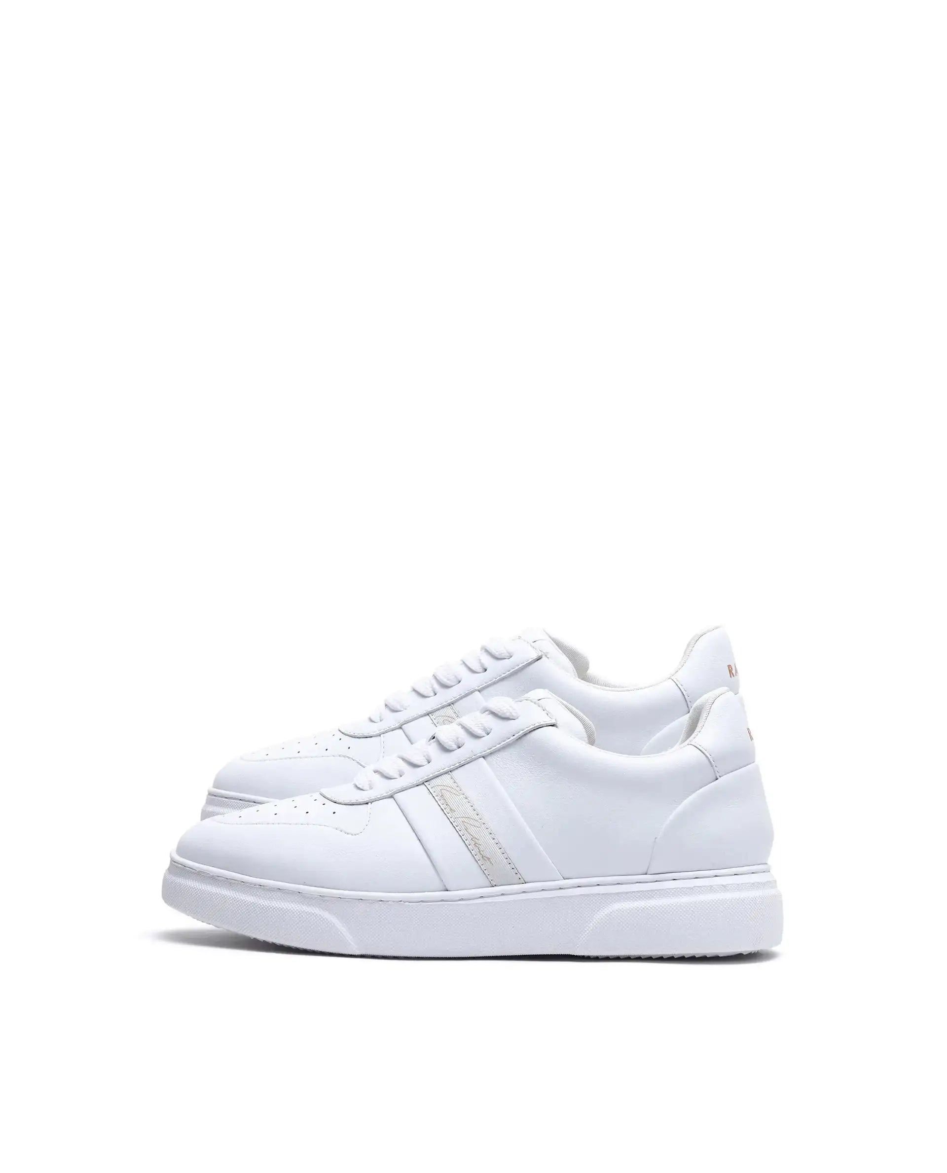 Rare Rabbit Men's Pulse White Micro Leather Sneaker