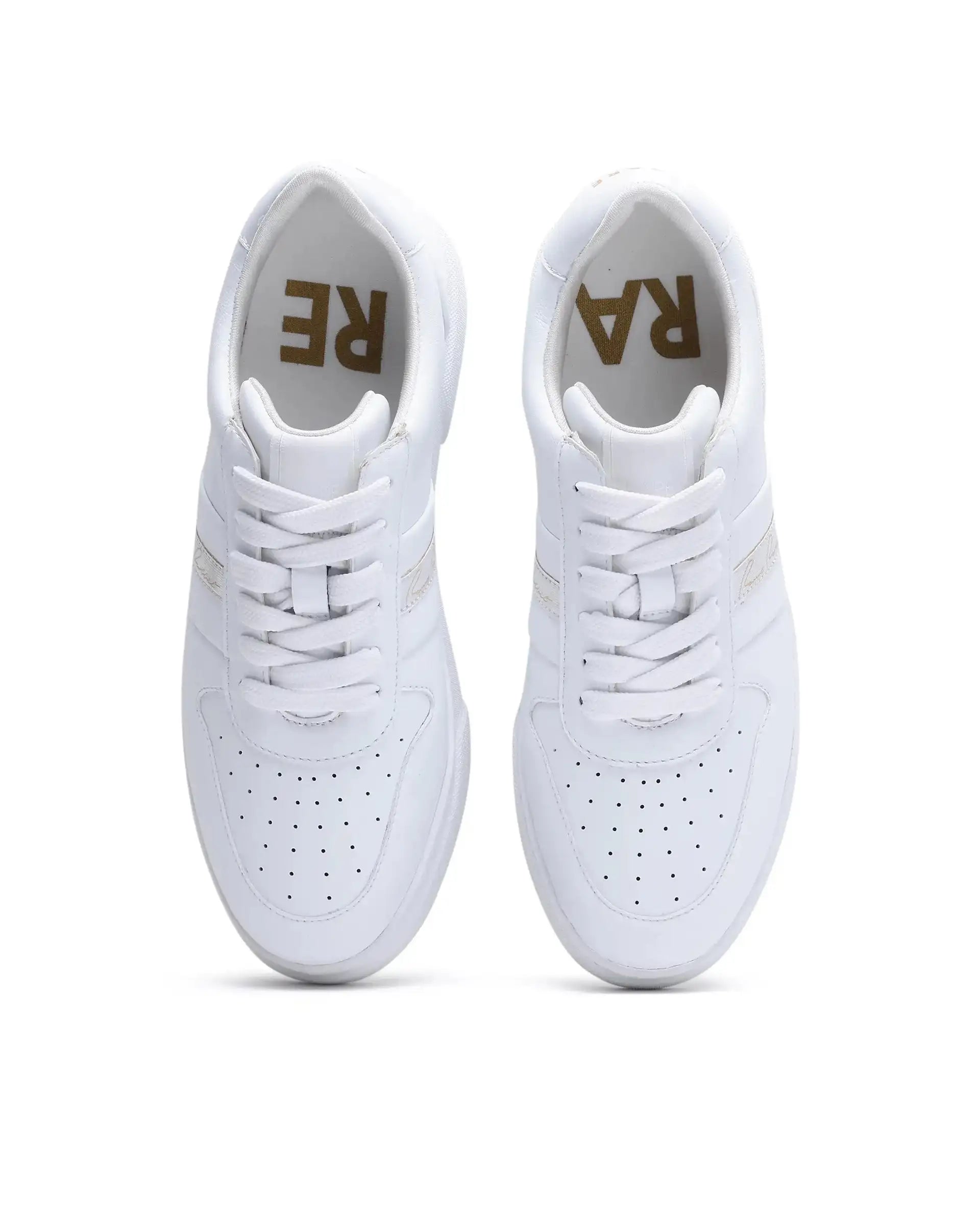 Rare Rabbit Men's Pulse White Micro Leather Sneaker