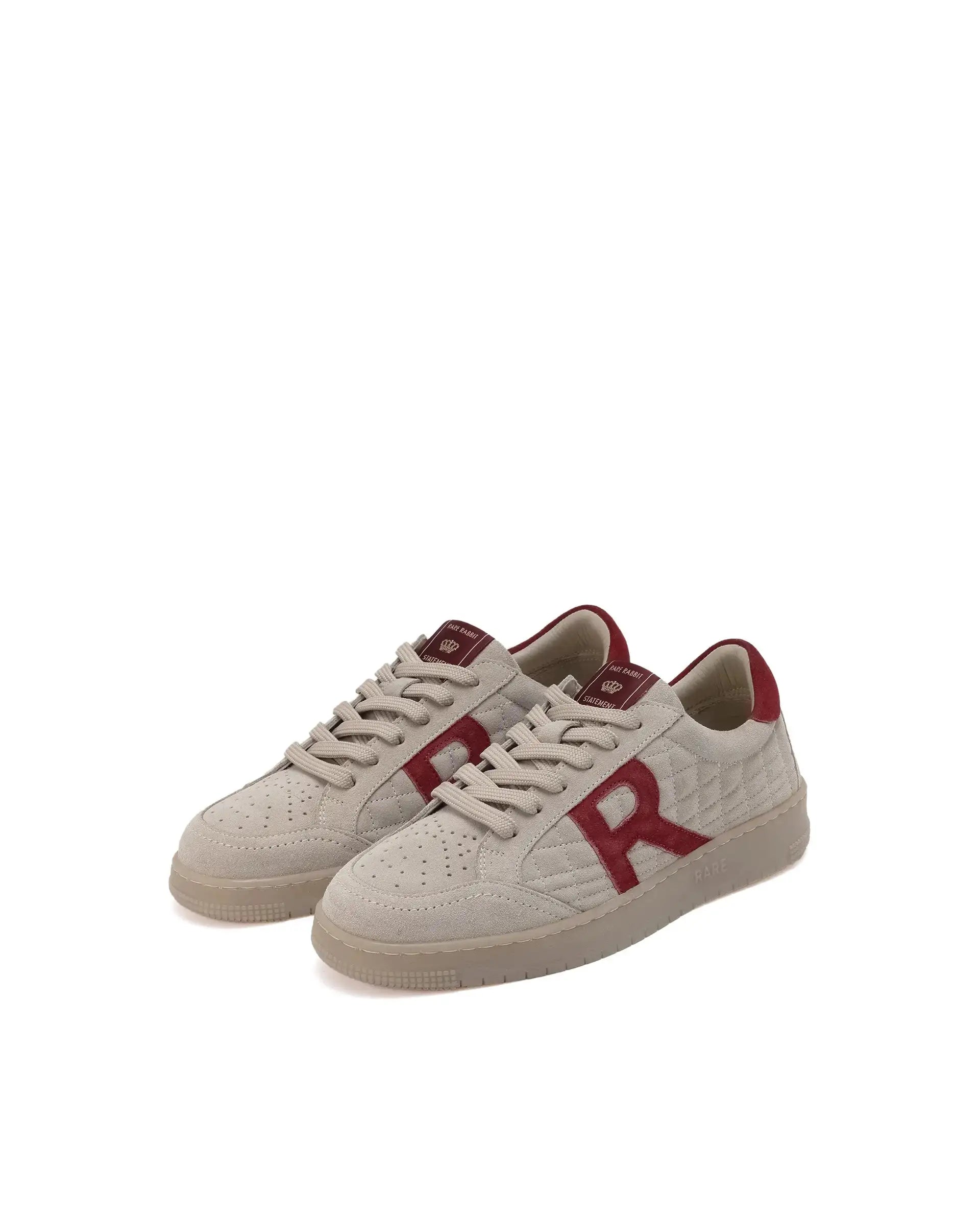 Rare Rabbit Men Quilt Beige Premium Suede Fabric Low-Top Lace Up Quilted Sneaker Shoes