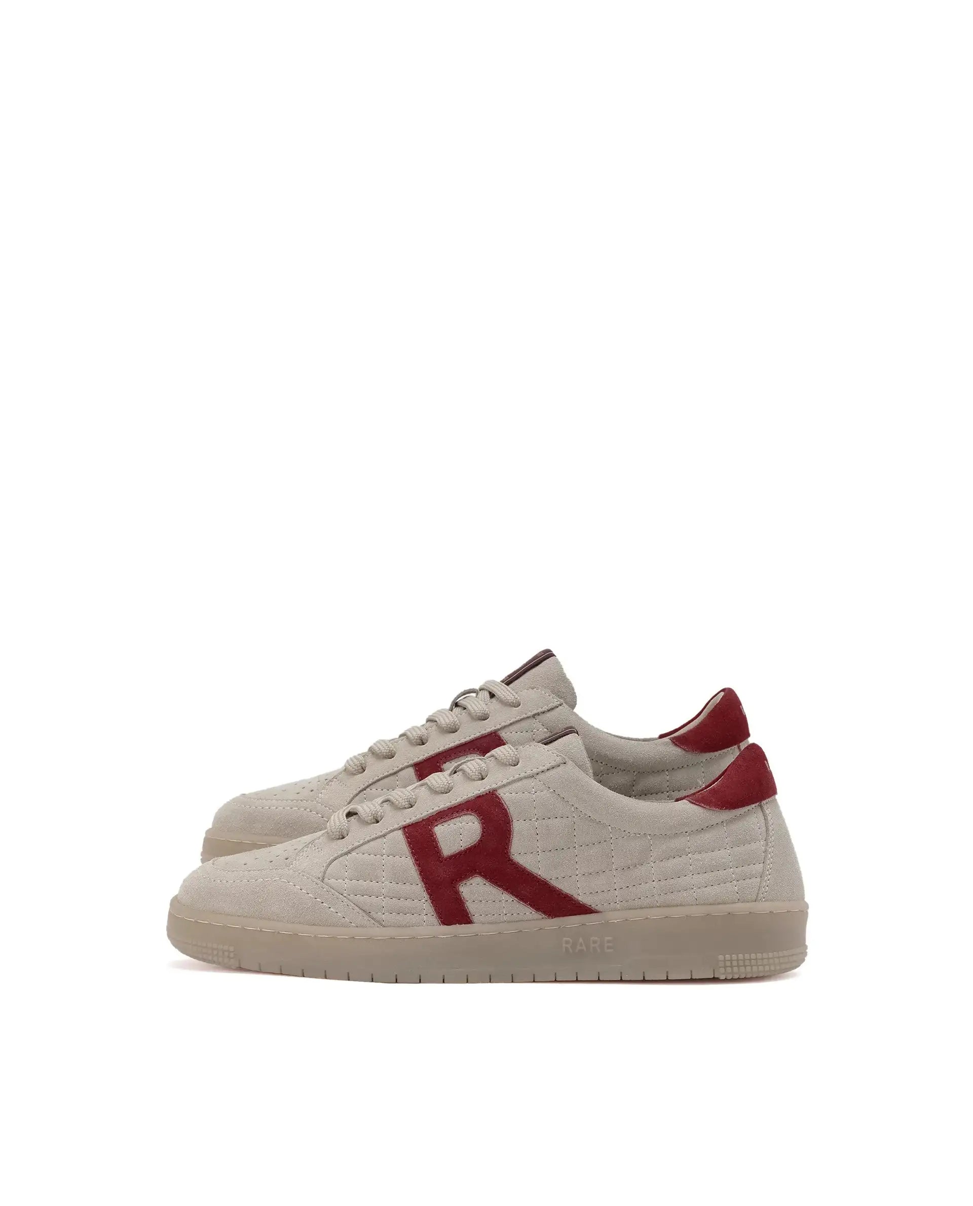 Rare Rabbit Men Quilt Beige Premium Suede Fabric Low-Top Lace Up Quilted Sneaker Shoes