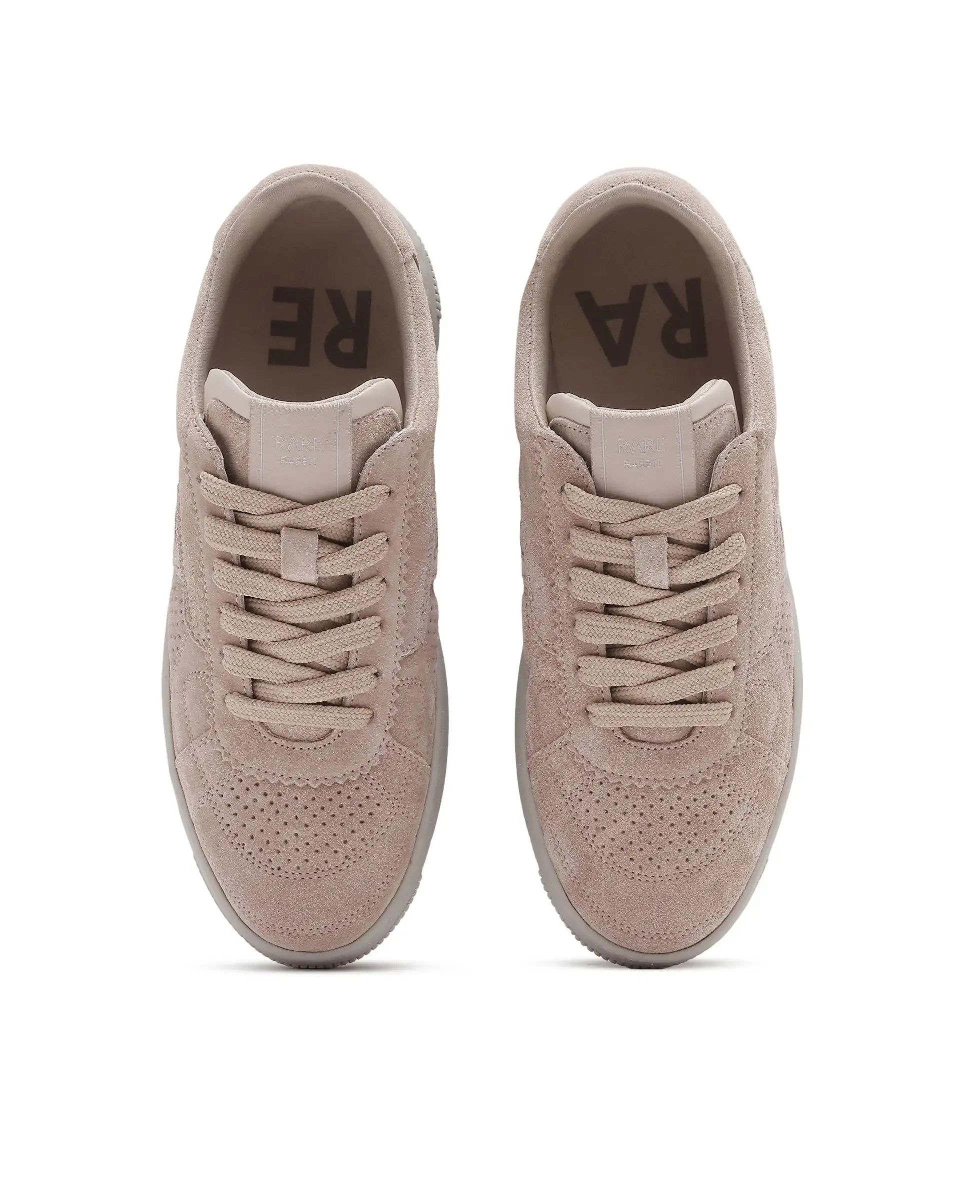 Rare Rabbit Men Ragno Biege Genuine Suede Leather Low-Top Lace Up Sneaker Shoes
