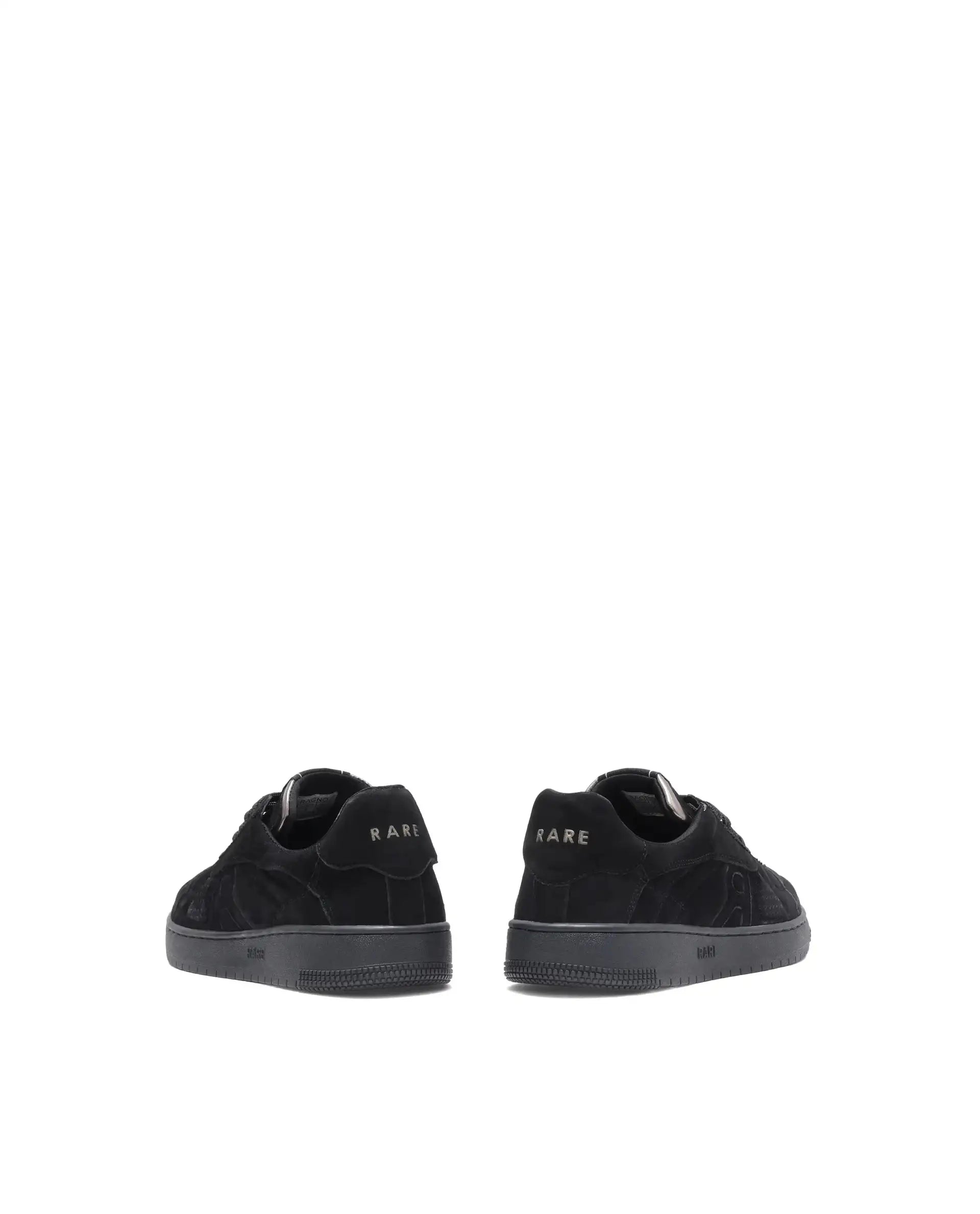 Rare Rabbit Men Ragno Black Genuine Suede Leather Low-Top Lace Up Sneaker Shoes