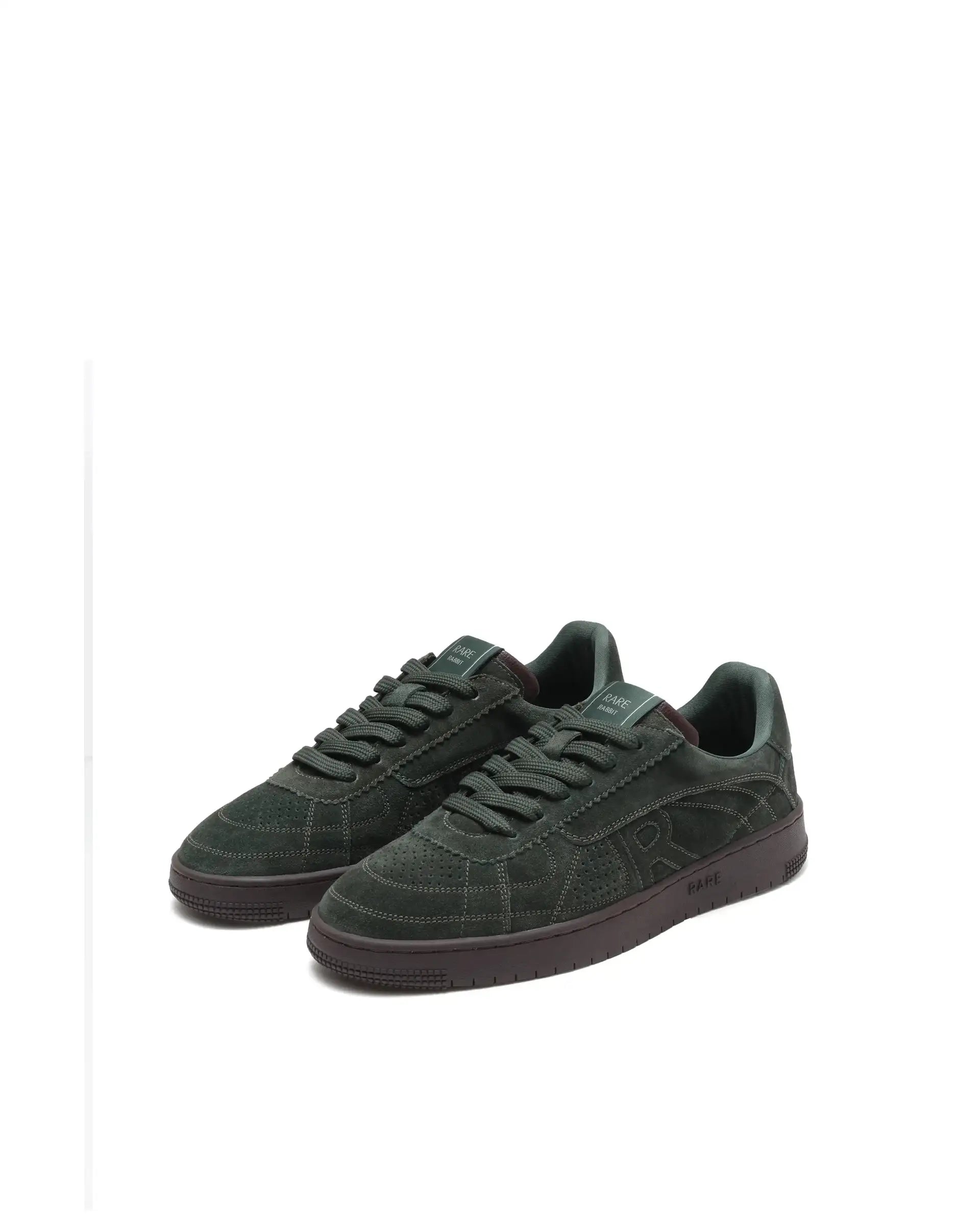 Rare Rabbit Men's Ragno Green Genuine Suede Leather Low-Top Lace Up Sneaker Shoes