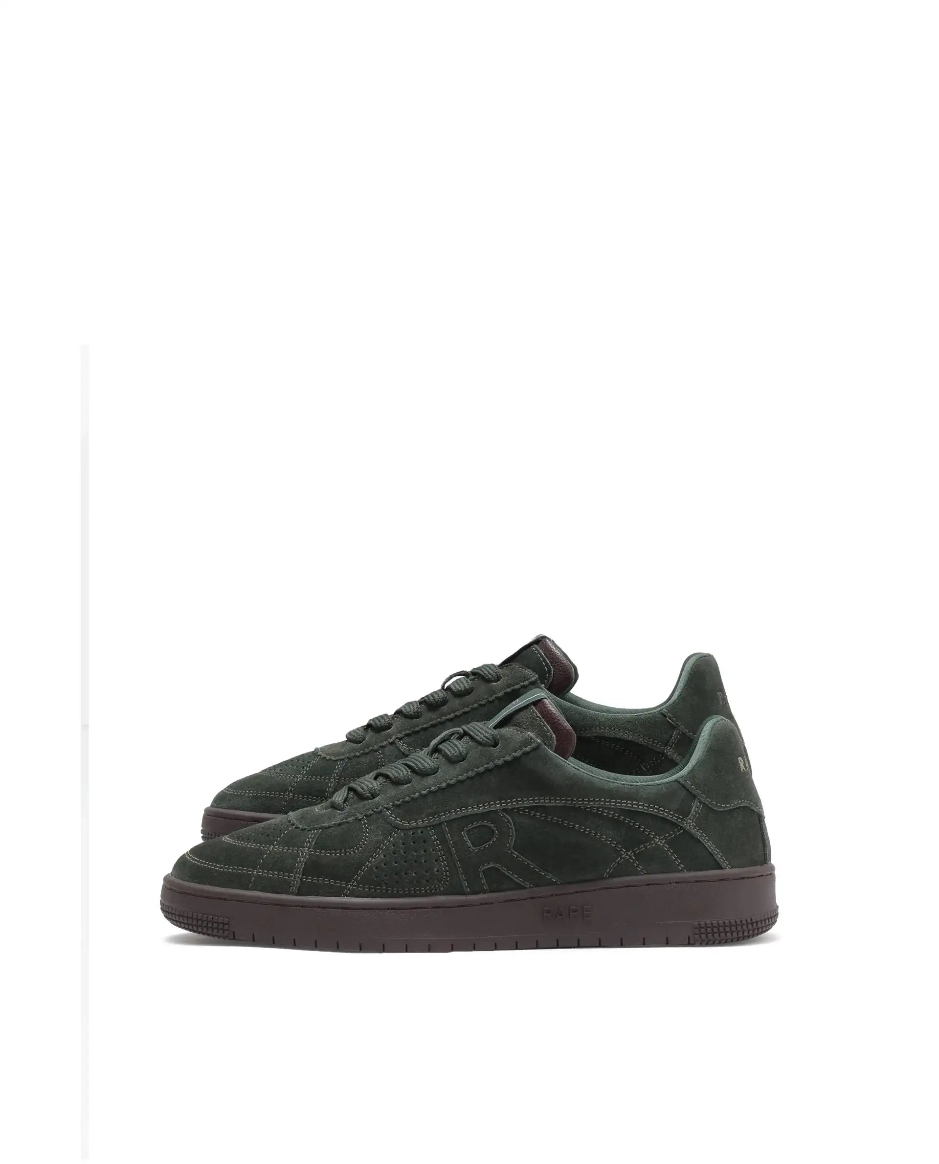 Rare Rabbit Men's Ragno Green Genuine Suede Leather Low-Top Lace Up Sneaker Shoes