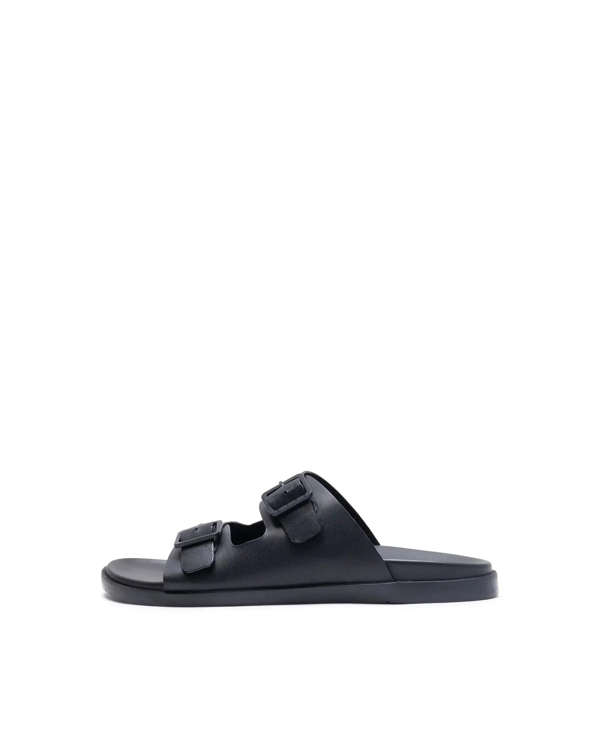Rare Rabbit Men's Raro Black Leather Slip-On Closure Sandal