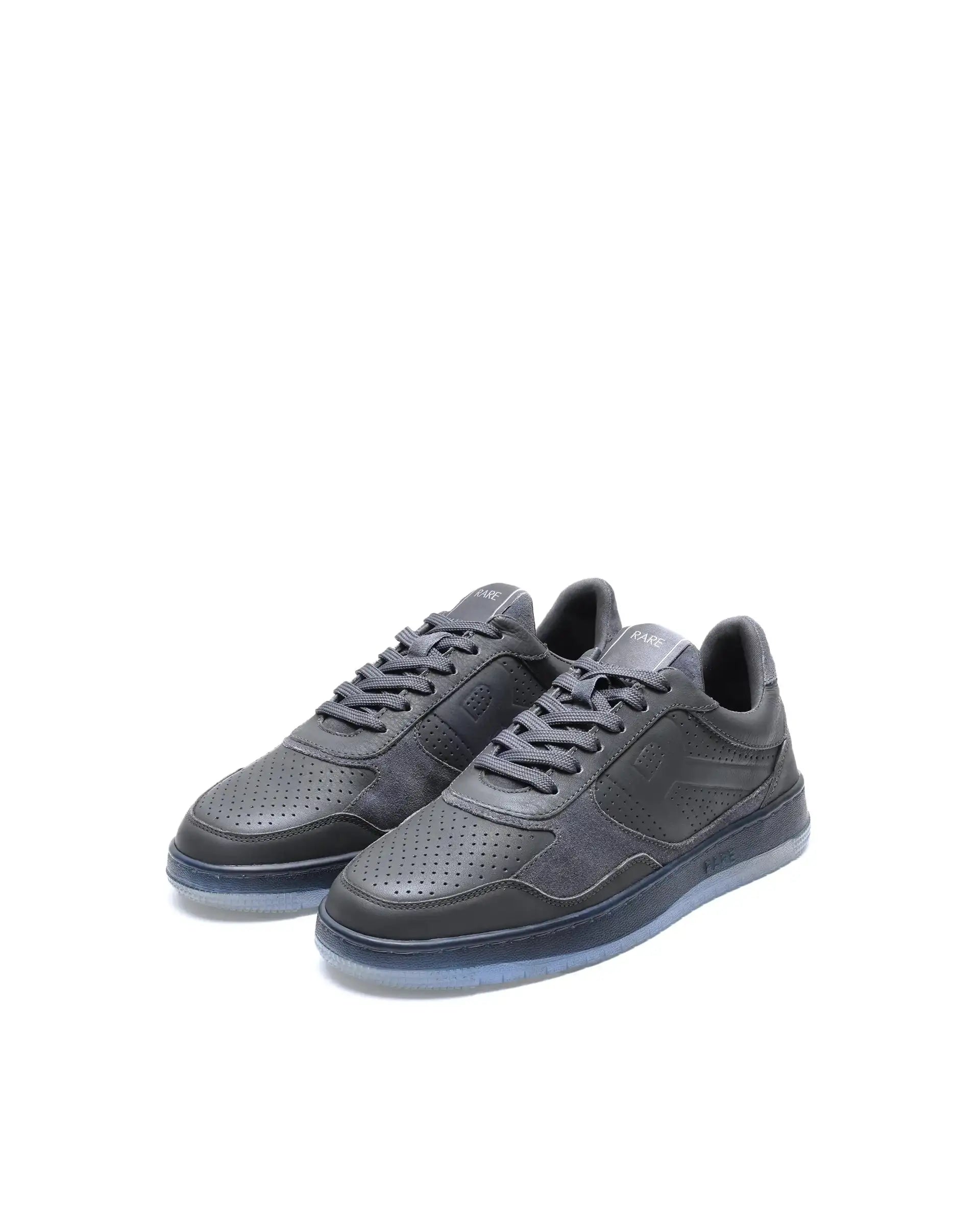 Rare Rabbit Men's Reven Dark Grey Lace-Up Closure Leather Sneaker