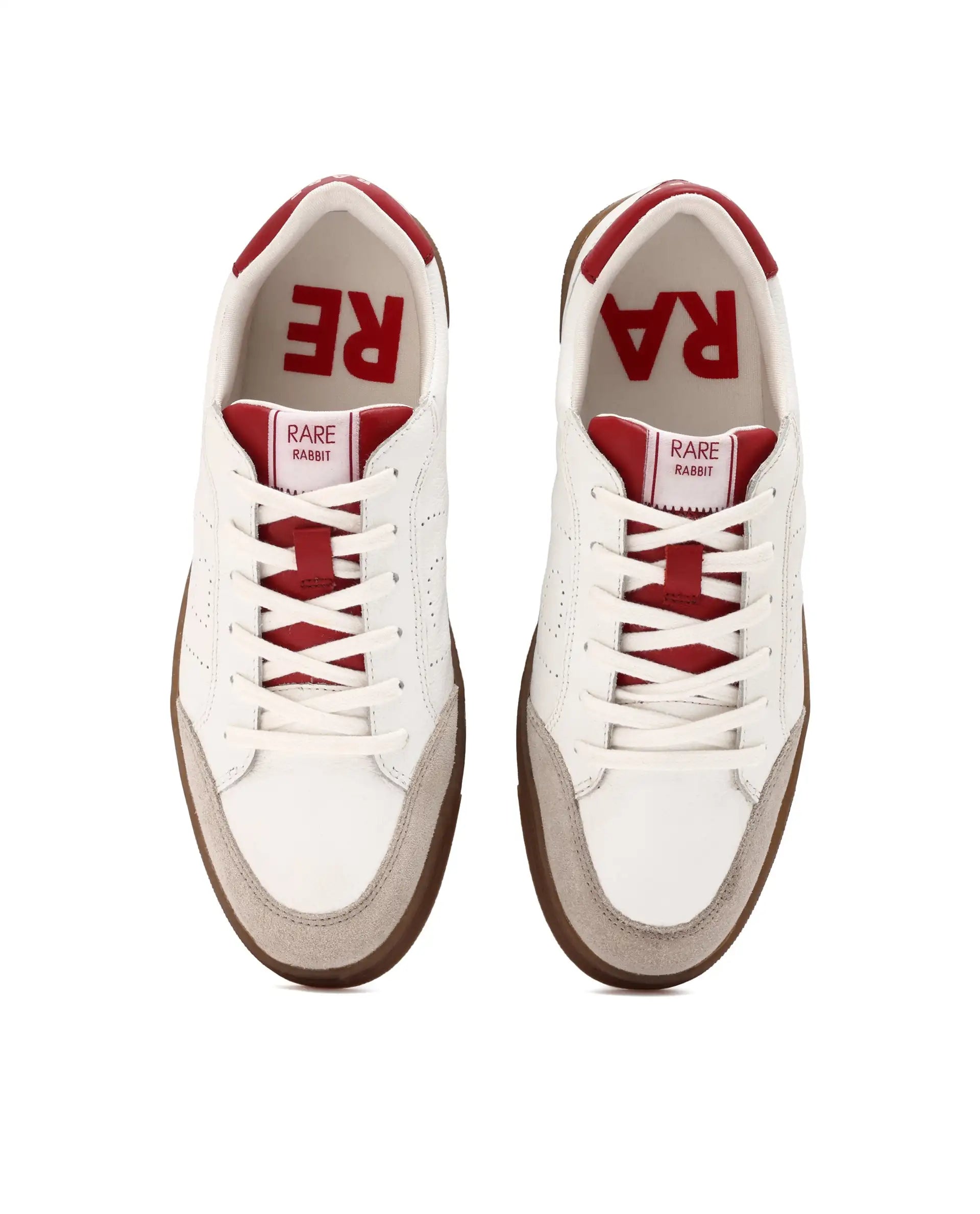Rare Rabbit Mens Rocco Red Round Toe Low Top Perforated Lace-Up Sneaker Shoes